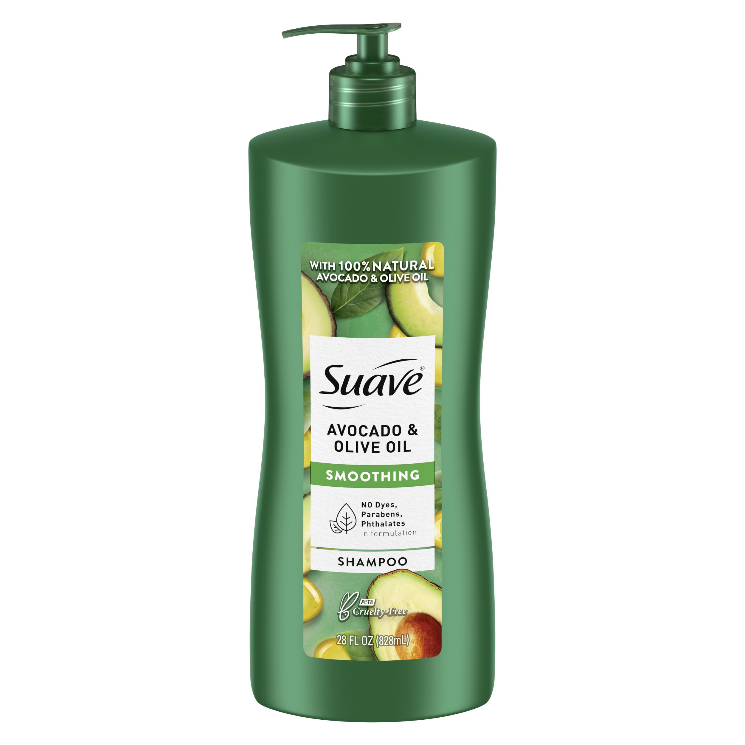 Suave Professionals Avocado & Olive Oil Shampoo - 28 oz (Pack of 4) | Hydrating & Nourishing Hair Care for Dry & Damaged Hair - Perfect for Daily Use at Home, Gym, or Travel