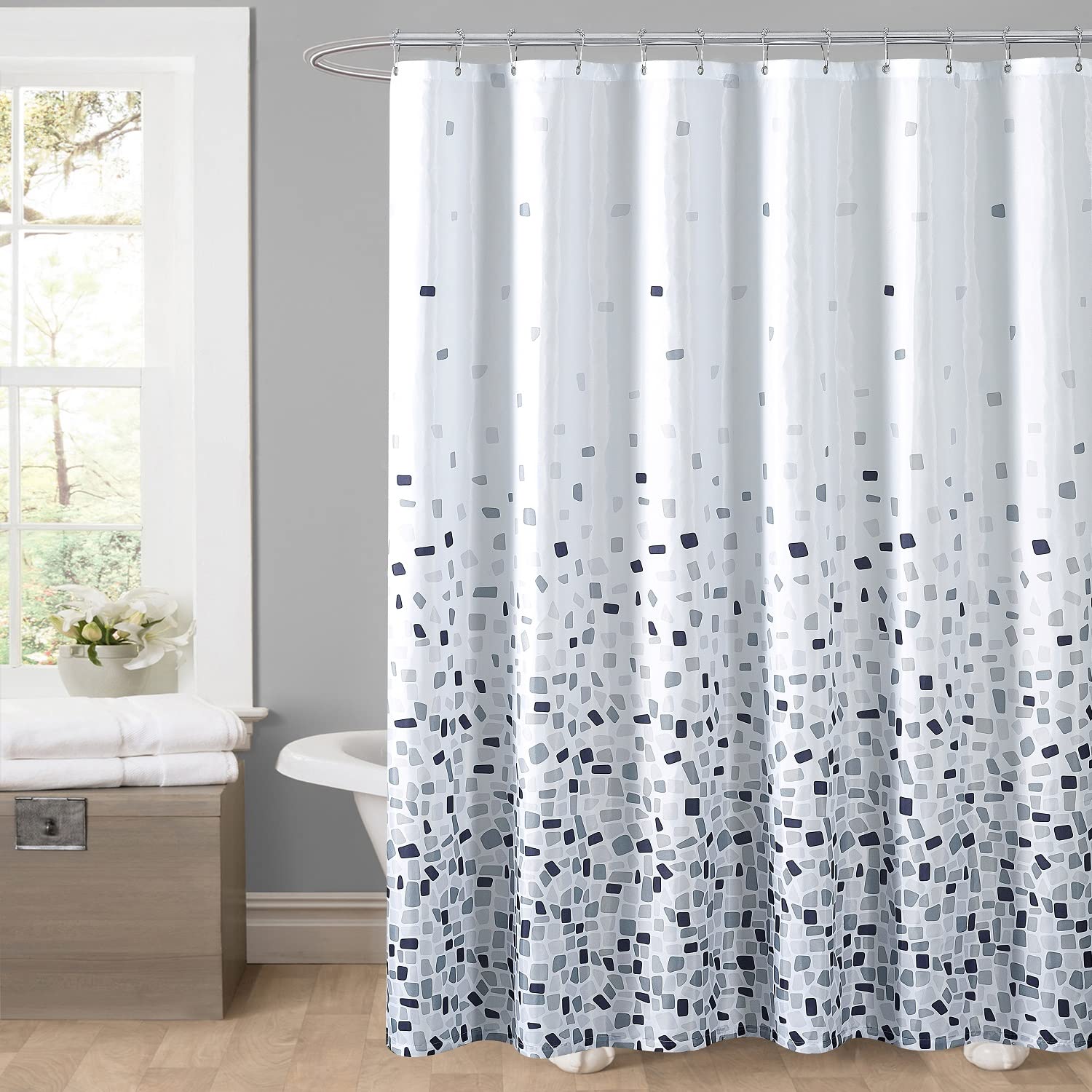 YOSTEV Funny Colorful Grey Ombre Waterproof Shower Curtain with Hooks - 72x72 Inches Standard Size Bathroom Decor, Reinforced Metal Grommets for Durability - Perfect for Modern Bathrooms, Guest Baths & Kids' Bathroom Decor