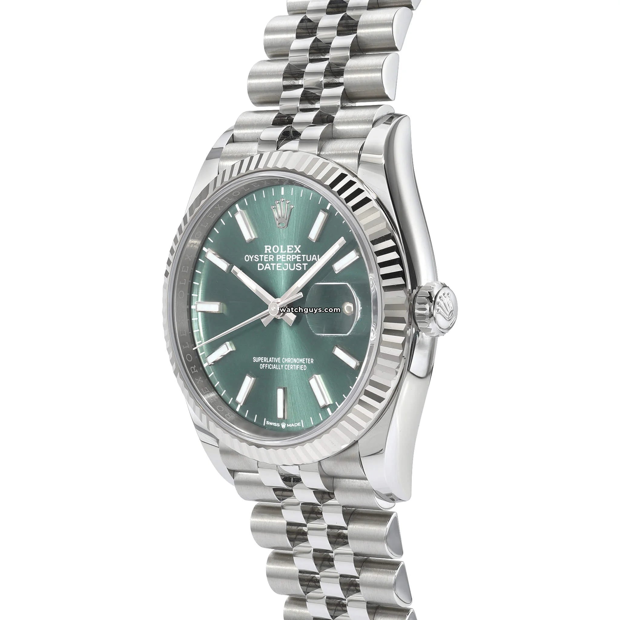 Rolex Datejust 126234 Stainless Steel Watch with Mint Green Dial & Jubilee Bracelet - Perfect for Business Meetings & Luxury Events