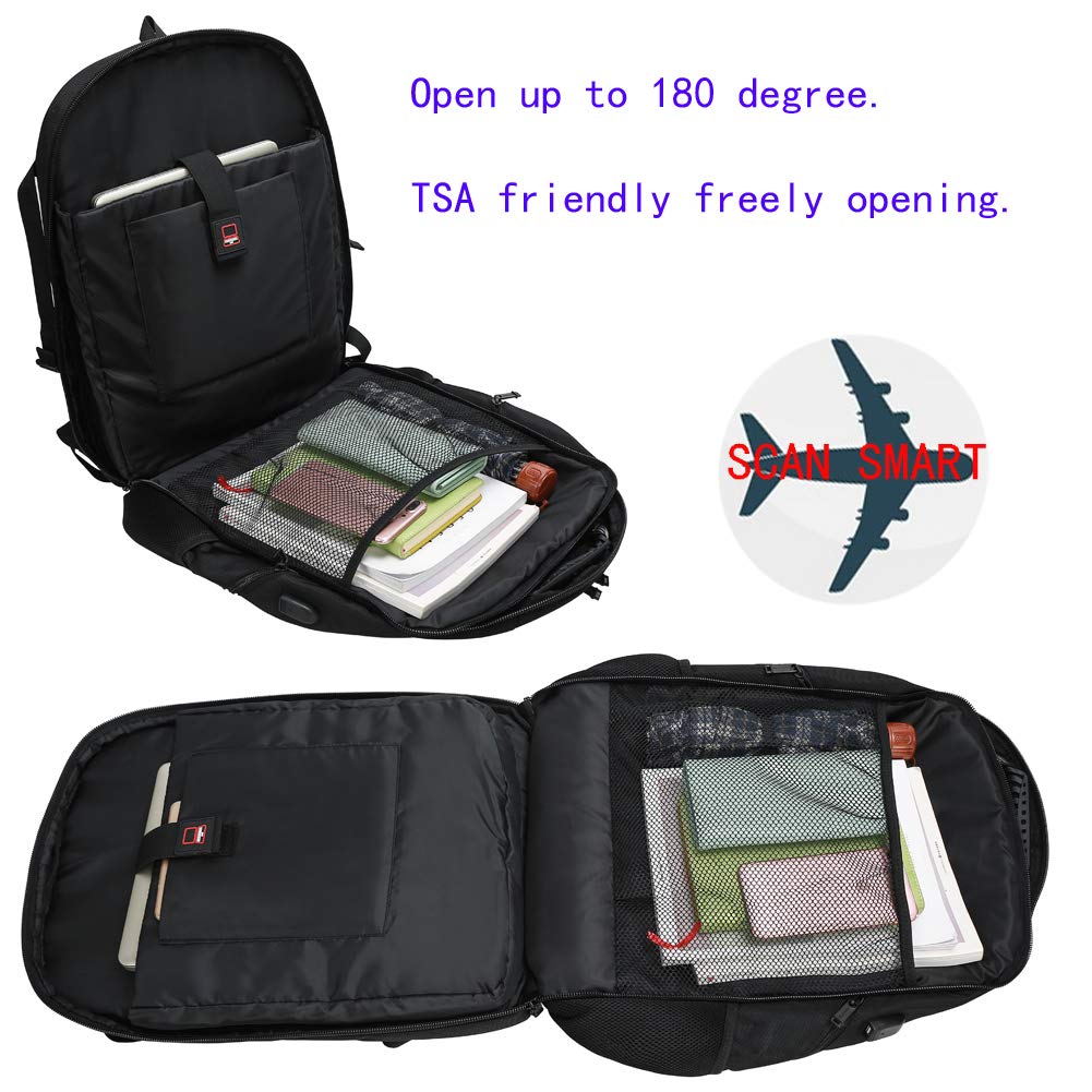 19 Inch Laptop Backpack with USB Charging Port - Large 50L Waterproof Travel Backpack for Men & Women - Perfect for Business, College, Commuting & Airplane Carry-On