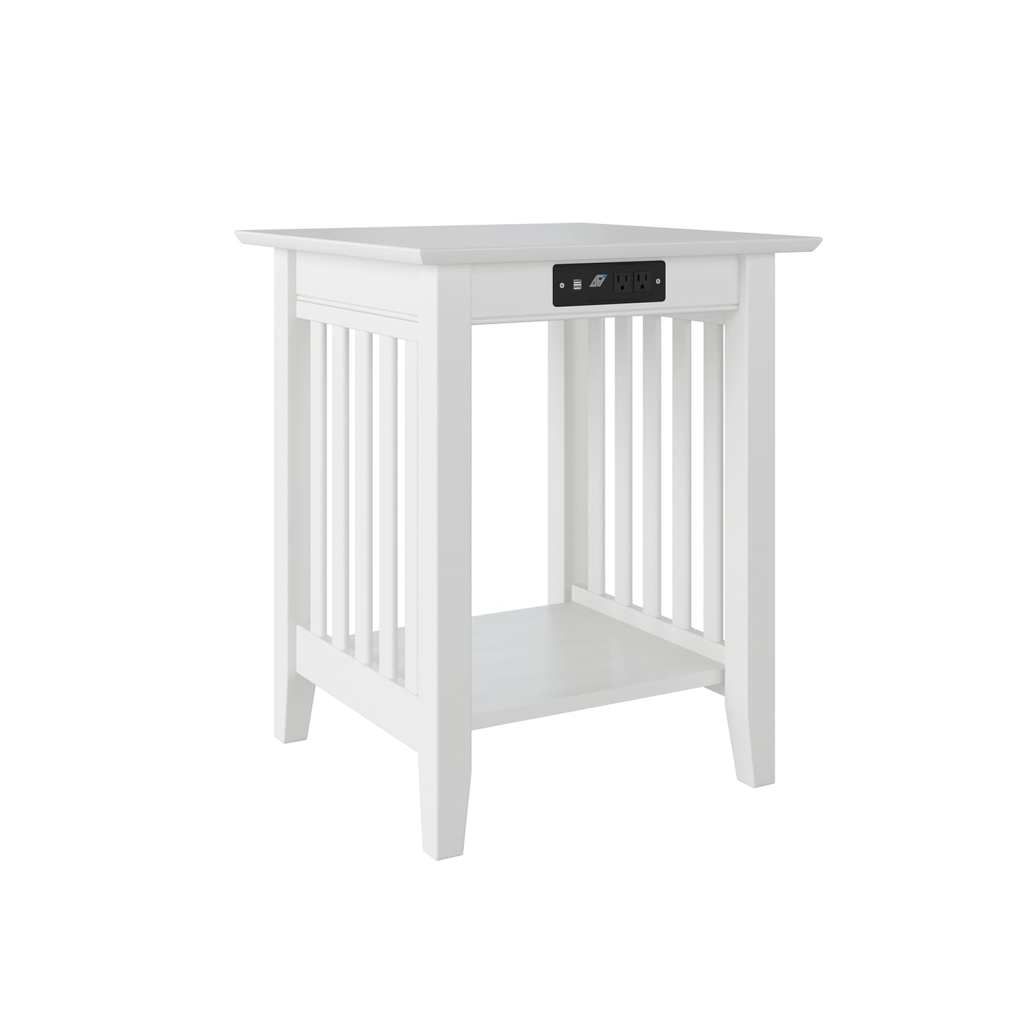 AFI Mission Printer Stand with Charging Station - Adjustable Height Computer Desk Organizer with USB Ports, White - Perfect for Home Office & Workspace Organization