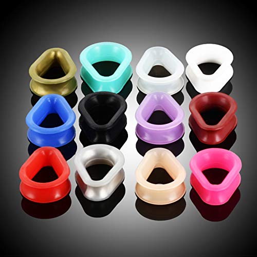 IPINK 18Pcs Hollow Silicone Teardrop Ear Plugs & Tunnels - Stretching Gauges Body Jewelry for Ear Piercing - Perfect for Stretching, Daily Wear and Alternative Fashion