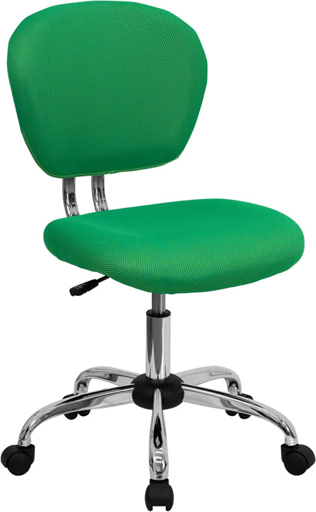 FLASH Beverly Mid Back Black Mesh Office Chair with Padded Seat, Swivel & Adjustable Height, Chrome Base & Arms - Ergonomic Desk Chair for Home & Office Workspace