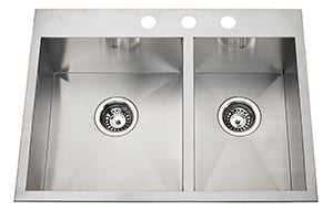 Kindred QCLF2027R 8 3 Stainless Steel 3-Hole 1-3/4 Bowl Dual Mount Kitchen Sink - Perfect for Modern Homes & Restaurant Prep Stations