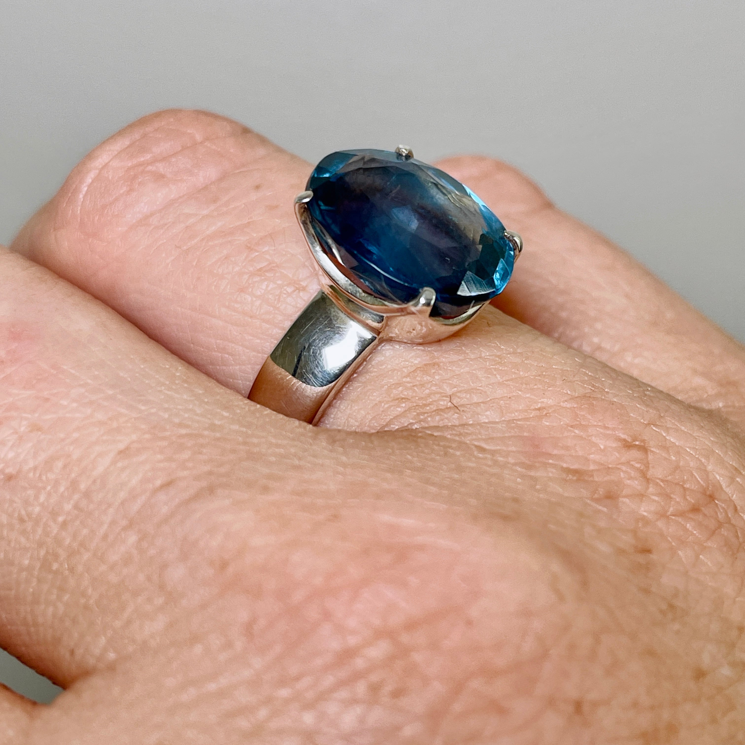 Fluorite Oval Faceted Ring Size 7 - PRGJ305 | Elegant Gemstone Jewelry for Women, Perfect for Weddings, Parties & Everyday Wear