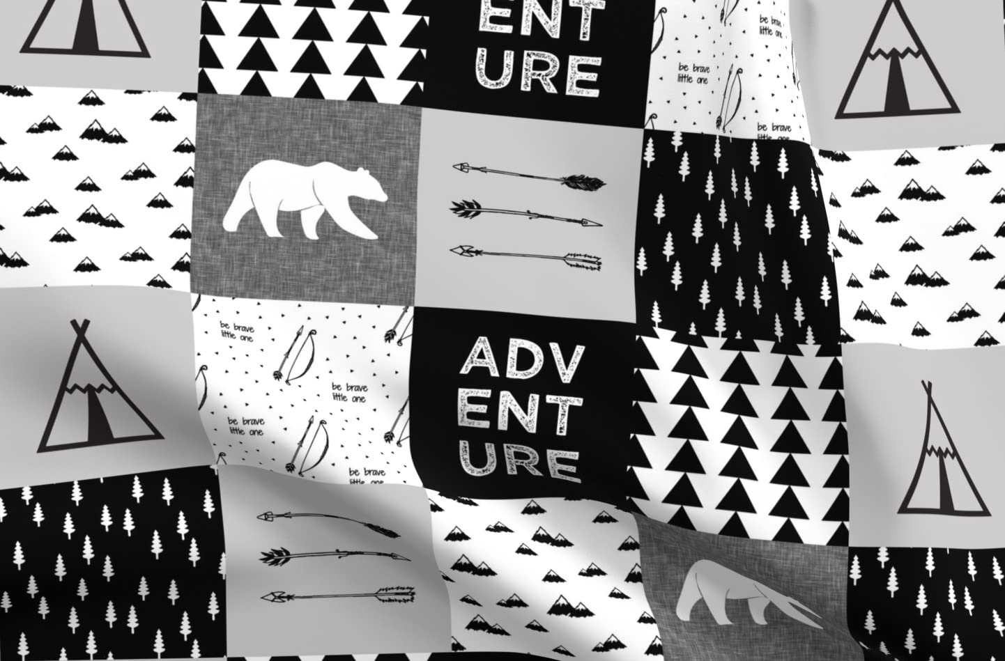 Adventure Bear Printed Minky Fabric Fat Quarter - Soft Plush Quilt Backing & Baby Blanket Sewing Material - DIY Cheater Quilt Top Squares for Nursery Decor & Cozy Crafts