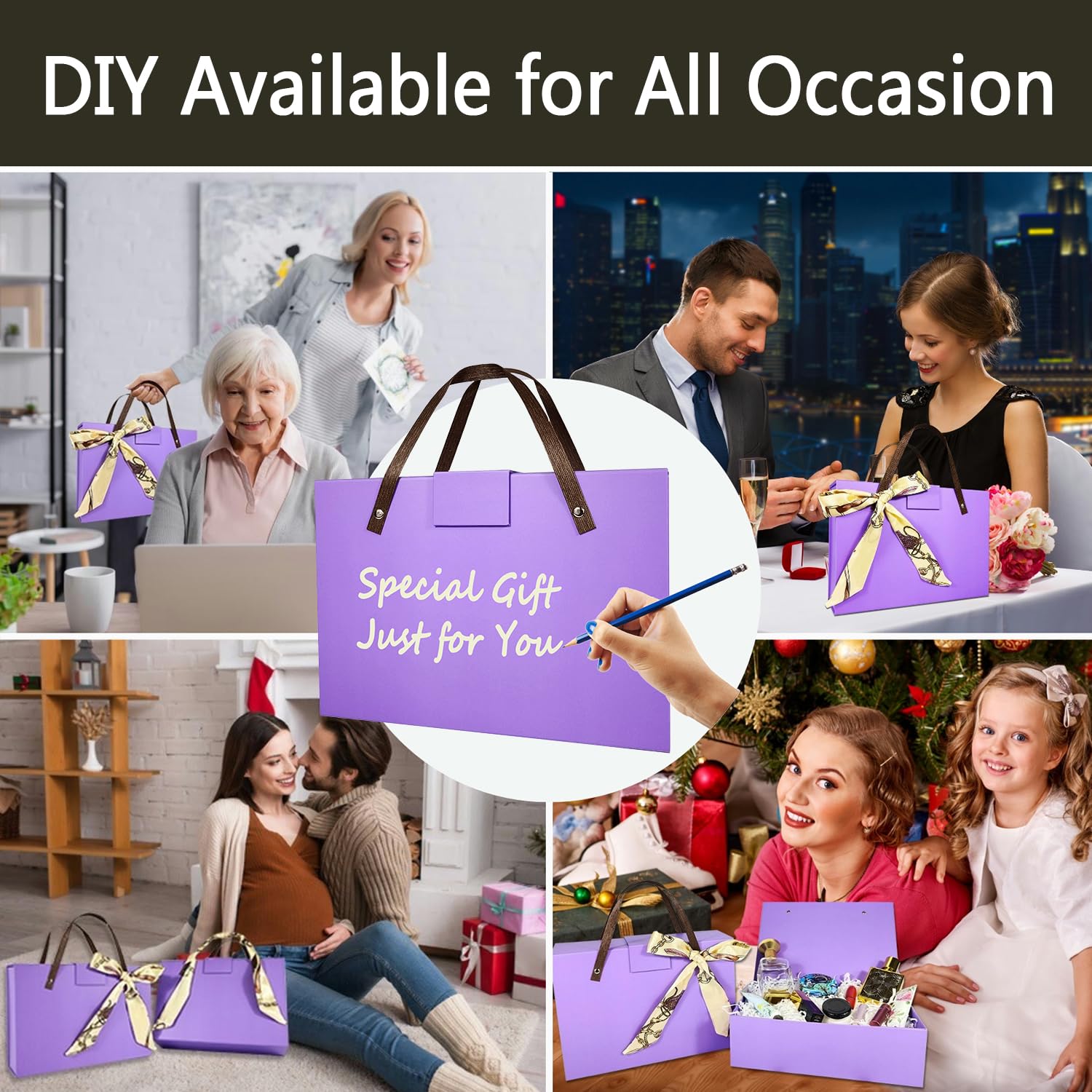 Joyscoop 5-Pack Purple Gift Boxes with Magnetic Closure - 11x7.6x3.5 Inch Collapsible Rectangle Gift Boxes for Bridesmaid Proposals, Birthday Presents & Party Favors - Perfect for Wedding, Baby Shower & Holiday Gift Packaging