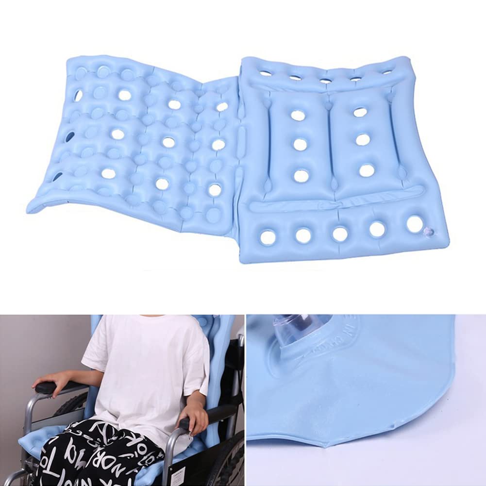 Premium Inflatable Pressure Relief Cushion for Wheelchair & Recliner - Orthopedic Bed Sore Prevention Seat Pad with Non-Slip Cover (Blue) - Ideal for Elderly Care, Post-Surgery Recovery & Long-Term Sitting Comfort