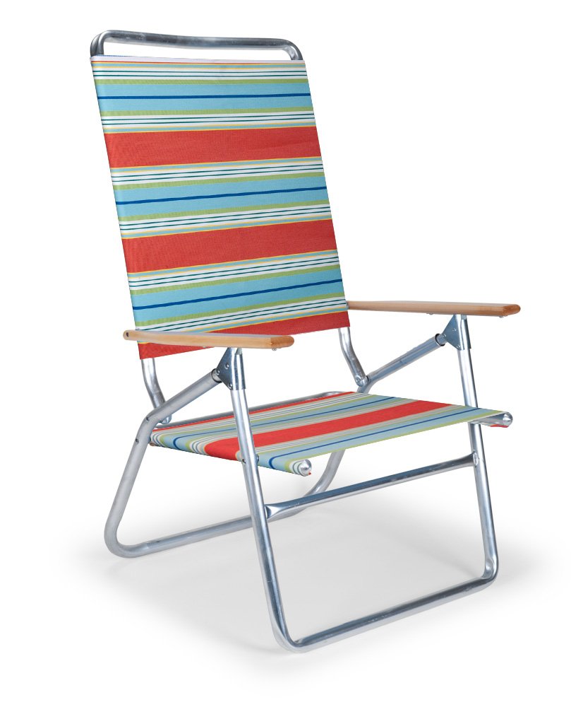 Telescope Casual Lightweight High Boy Folding Beach Chair - Atlantic Blue Stripe | Portable Lounge Chair for Beach, Poolside, Camping & Outdoor Relaxation