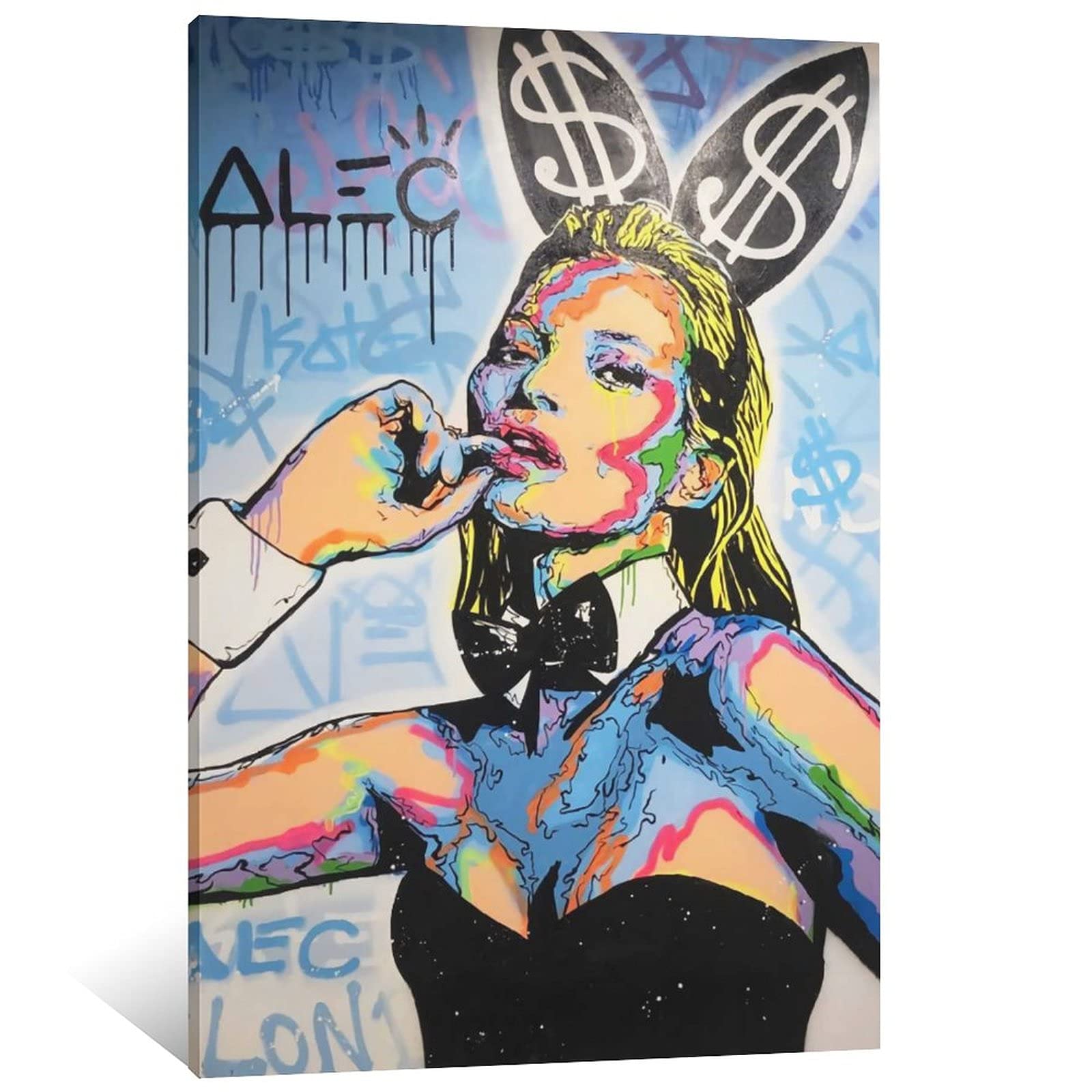 ZLQEESAA Rabbit Woman Monopoly Poster - Vintage Canvas Wall Art for Living Room & Bedroom Decor - 24x36 Inches (60x90cm) - Perfect for Home, Office, or Gift Giving