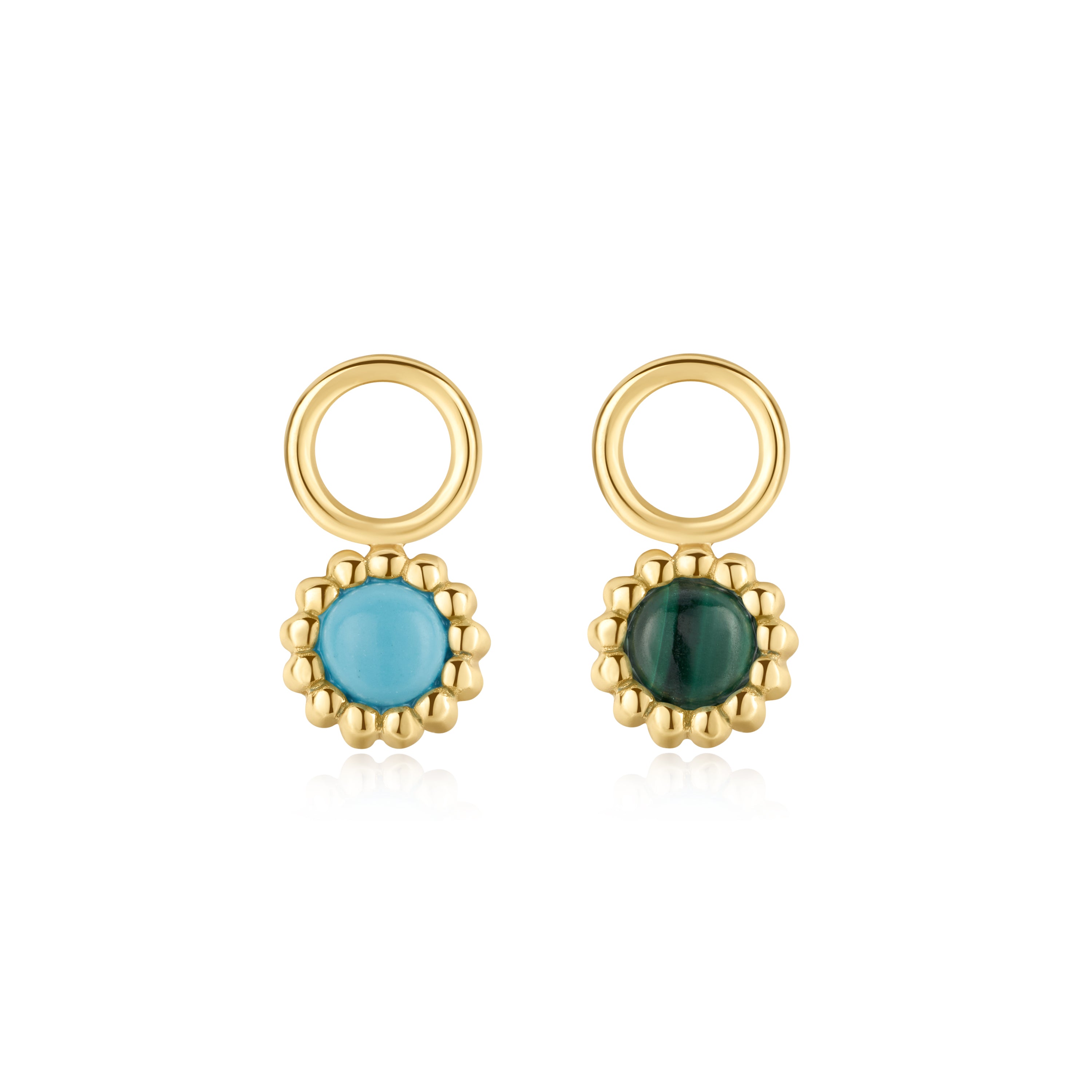 14K Gold Malachite and Turquoise Dangle Earrings - Handmade Bohemian Jewelry for Women - Perfect for Parties, Weddings & Everyday Wear