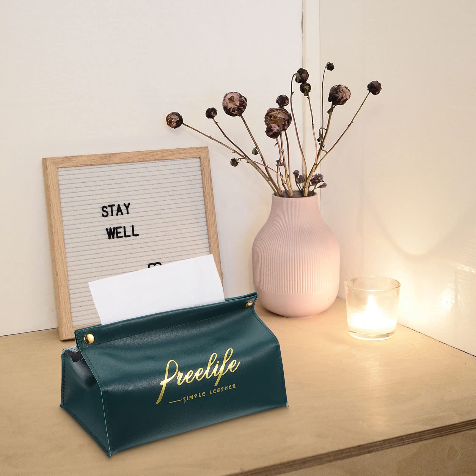 Healifty 1Pc Multipurpose Paper Towel Holder - Desktop Tissue Box Organizer, PU Leather Napkin Storage Container for Car, Home & Office Decor | Perfect for Kitchen, Bathroom, Dorm and Vehicle Use
