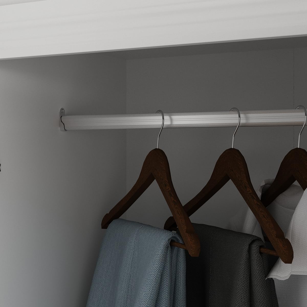 MOUMON 4-Door Wardrobe Closet with Drawers & Shelves, White Armoire Cabinet with Hanging Rod & Gold Metal Handles - 63