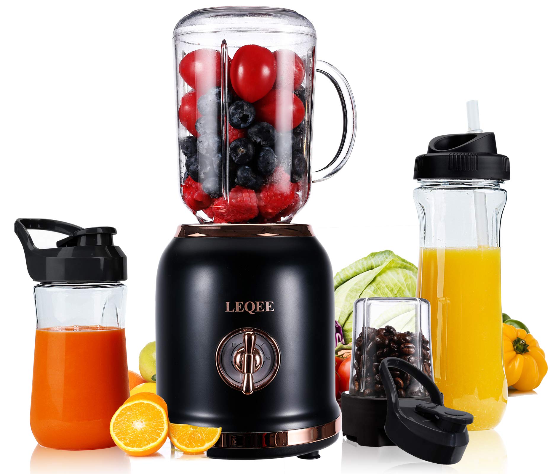 **6-Blade Smoothie Blender - 3-Speed Mini Blender for Shakes, Smoothies & Grinding - BPA-Free with 3 Travel Cups & 27oz Mason Jar - Perfect for Kitchen, Gym & On-the-Go Blending**