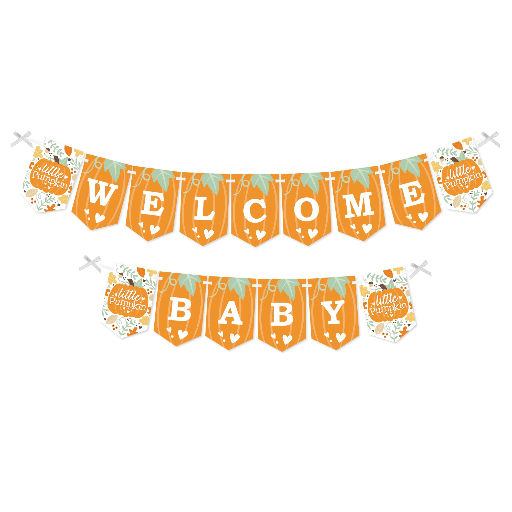 Big Dot of Happiness Little Pumpkin Fall Baby Shower Bunting Banner - Autumn Nursery Decor for Baby Welcome Party & Gender Reveal - Perfect for Halloween, Thanksgiving & Seasonal Photo Backdrops