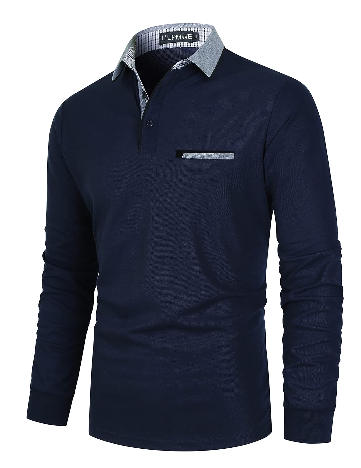 Men's Slim Fit Long Sleeve Polo Shirts - Classic Plaid Collar Cotton Golf Shirts for Casual & Sports Wear | Perfect for Golf, Office & Outdoor Activities