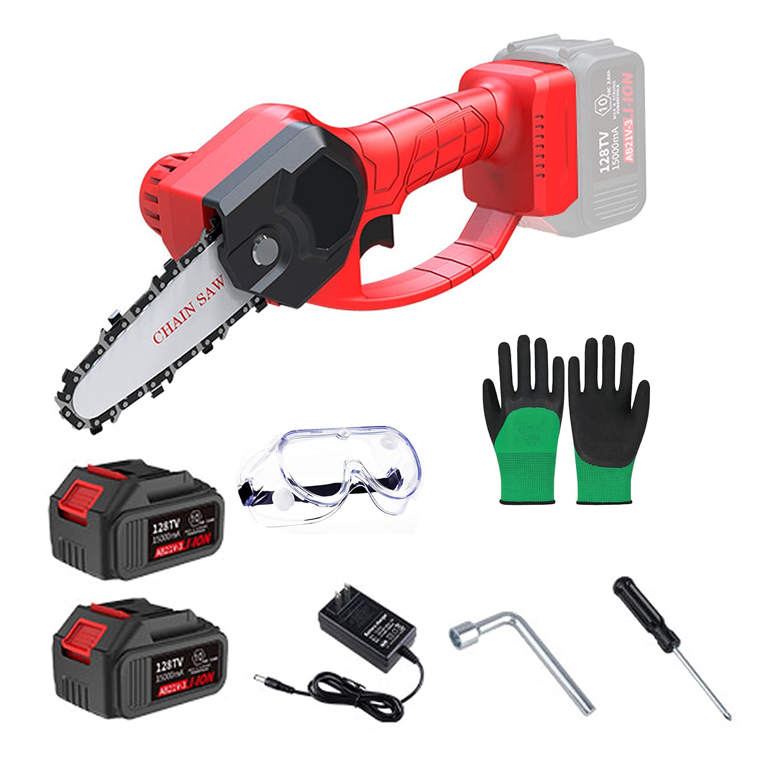 21V Rechargeable Lithium Battery Electric Chainsaw - Portable One-Handed Mini Chainsaw for Wood Cutting, Pruning & Garden Logging | Perfect for DIY Woodworking, Yard Maintenance & Camping Use