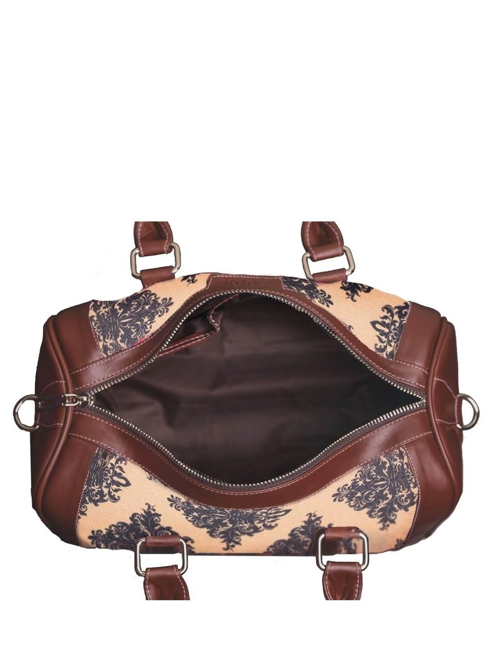 ZOUK Vegan Leather Handmade Women's Handbag - Printed Designer Purse with Double Handles & Detachable Crossbody Strap for Work, Travel & Everyday Use