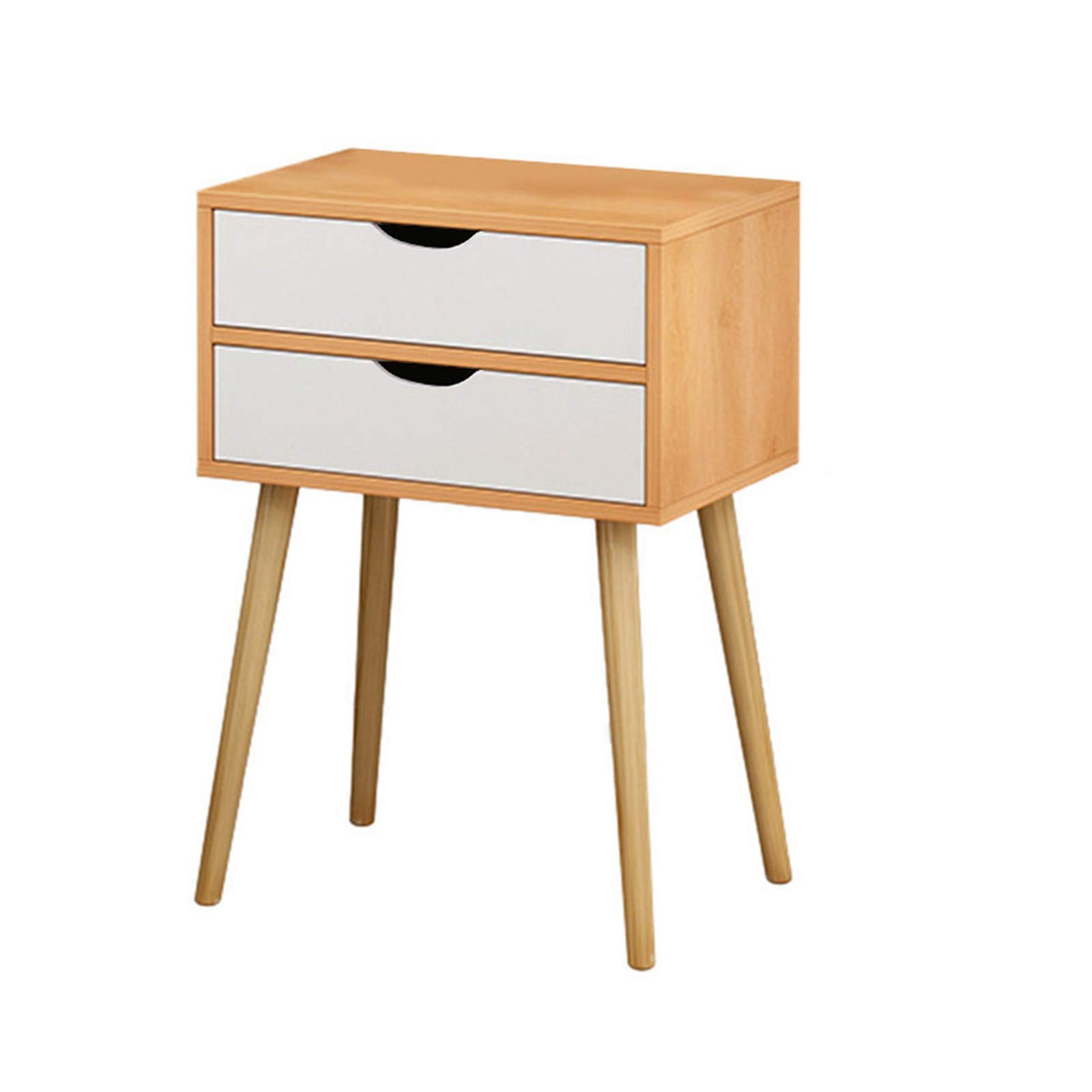 Modern Bedside Table with Double Drawers & Shelves - Gold Metal Legs Nightstand for Bedroom Storage | Space-Saving Cabinet for Dorm, Apartment & Small Spaces | Easy Assembly End Table with Drawer Organizer