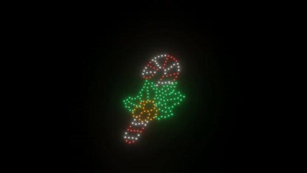 200 Drones for Christmas Light Show - Animated Candy Cane Drone Display for Holiday Events & Outdoor Performances
