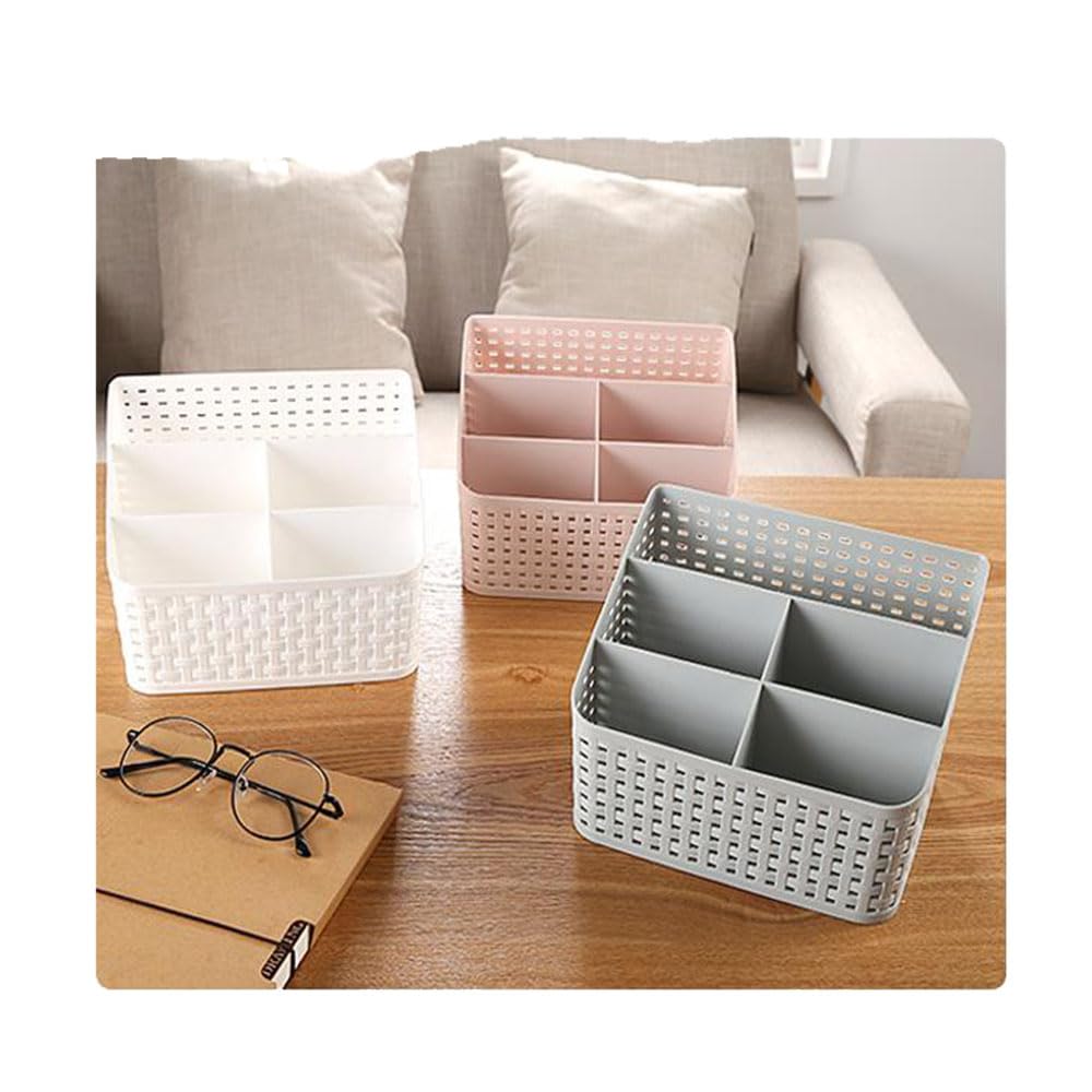 Ttiy Plastic Makeup Organizer Storage Box with Hollow Design - Gray Cosmetic Case for Vanity, Bathroom & Travel | Compact Tabletop Beauty Organizer for Brushes, Lipsticks & Skincare