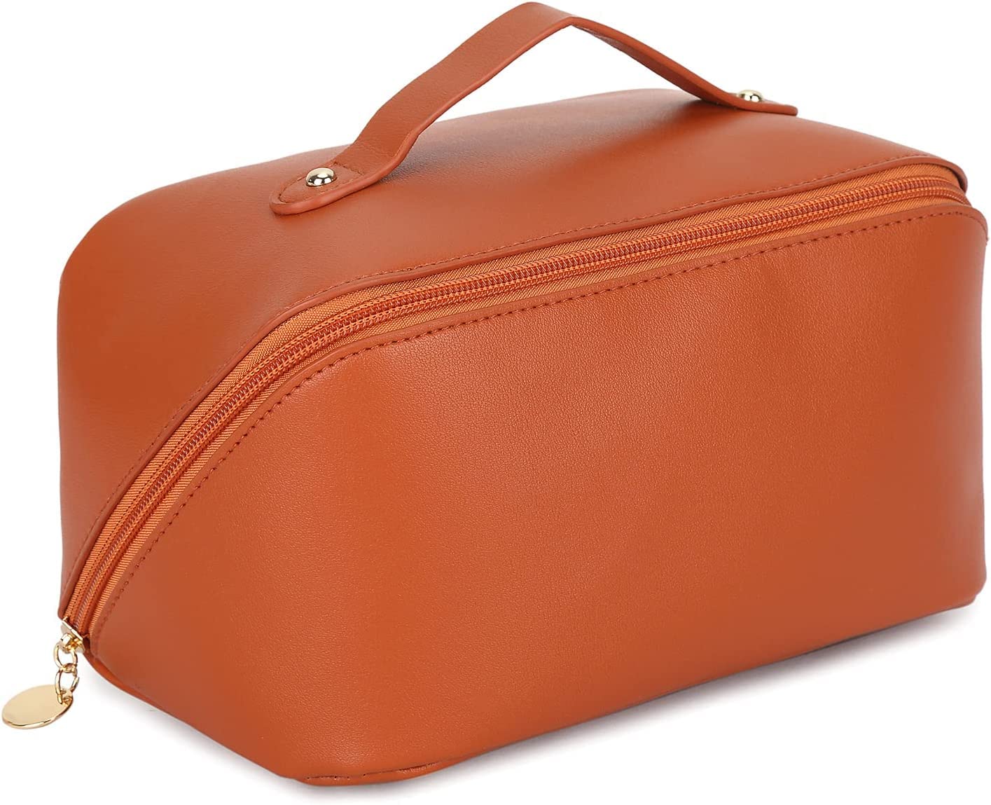 Clefairy Large Capacity Waterproof Leather Makeup Bag - Multi-Layer Travel Cosmetic Organizer with Zipper for Women & Girls | Perfect for Travel, Gym, and Daily Beauty Essentials Storage