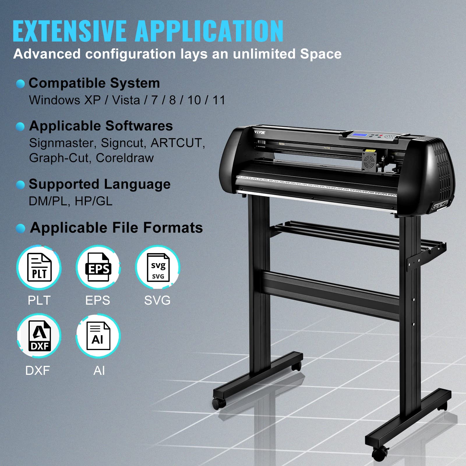 VEVOR 28-Inch Vinyl Cutter Plotter Machine with Stand - Adjustable Speed & Pressure for Sign Making, Compatible with SignMaster Software (USB/Bluetooth/COM) - Perfect for DIY Crafts, Decals, Stickers, and Professional Signage Projects