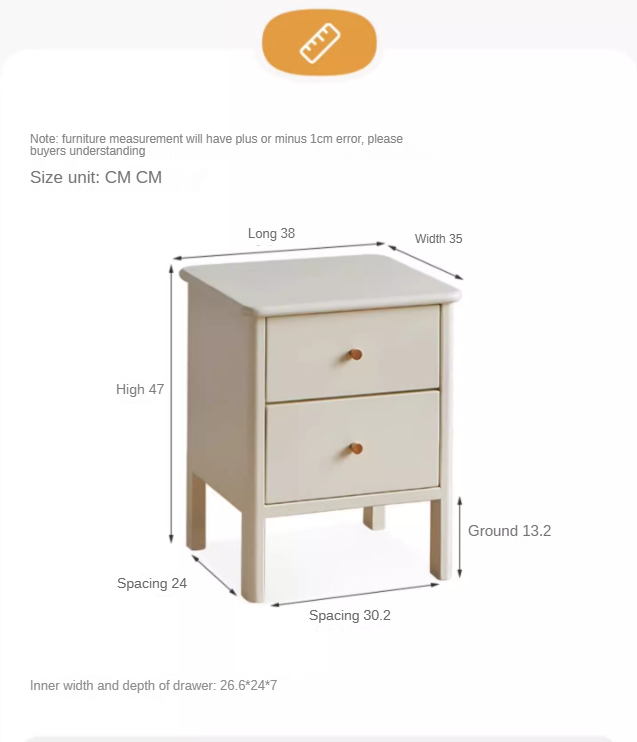 Premium White Beech Solid Wood Nightstand - Elegant Bedside Table for Bedroom, Guest Room & Nursery - Durable & Stylish Storage Solution