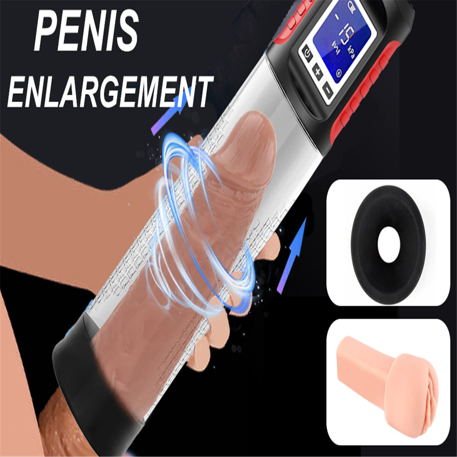 Electric Penis Pump for Men - Penis Enlarger & Erection Device with Vibrator & Vagina Sleeve - Male Vacuum Pump for Enhanced Pleasure & Performance - Perfect for Solo Play, Couples Use & Sexual Wellness