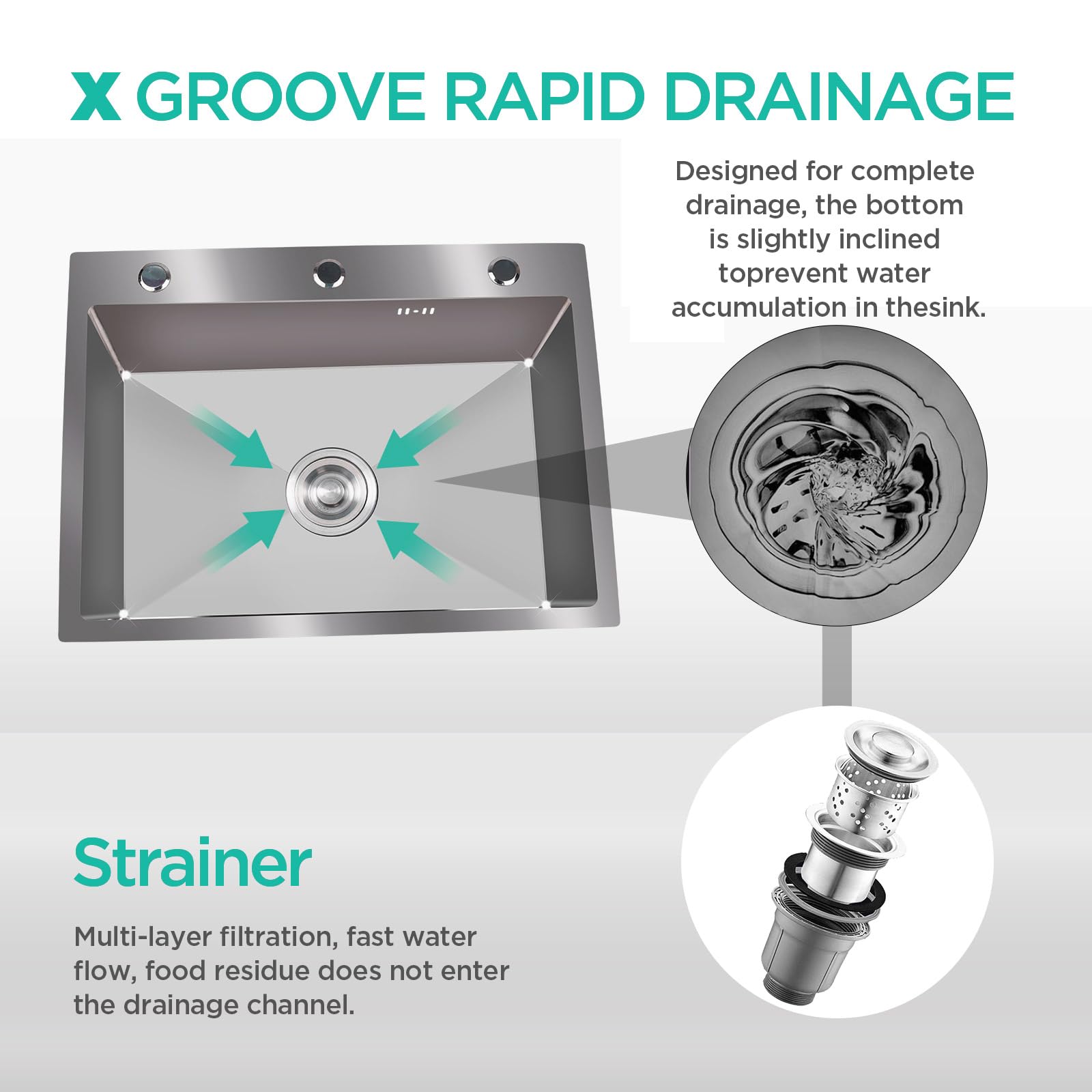28x17.7 Inch Undermount Stainless Steel Kitchen Sink with Faucet - 304 Single Bowl Drop-in Sink with Integrated Ledge & Accessories (6 Pack) - Perfect for Modern Kitchens, Restaurants & Food Prep Stations