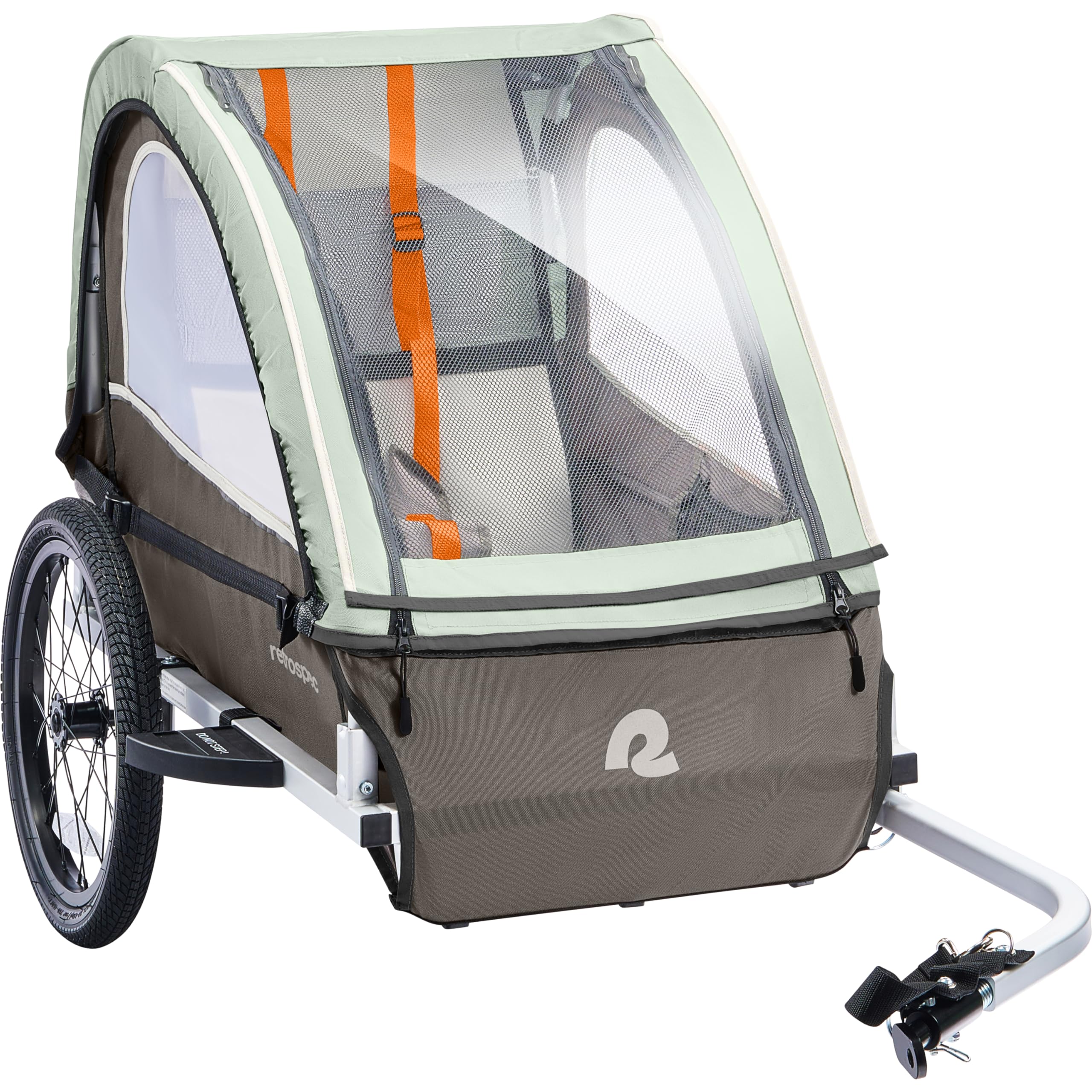 Retrospec Rover Plus Foldable Bike Trailer for Kids - Single & Double Passenger Child Carrier with 5-Point Safety Harness, Reflective & Weather-Resistant Fabric, Safety Flag - Supports 40-80 lbs - Perfect for Family Cycling, Outdoor Adventures & Commuting