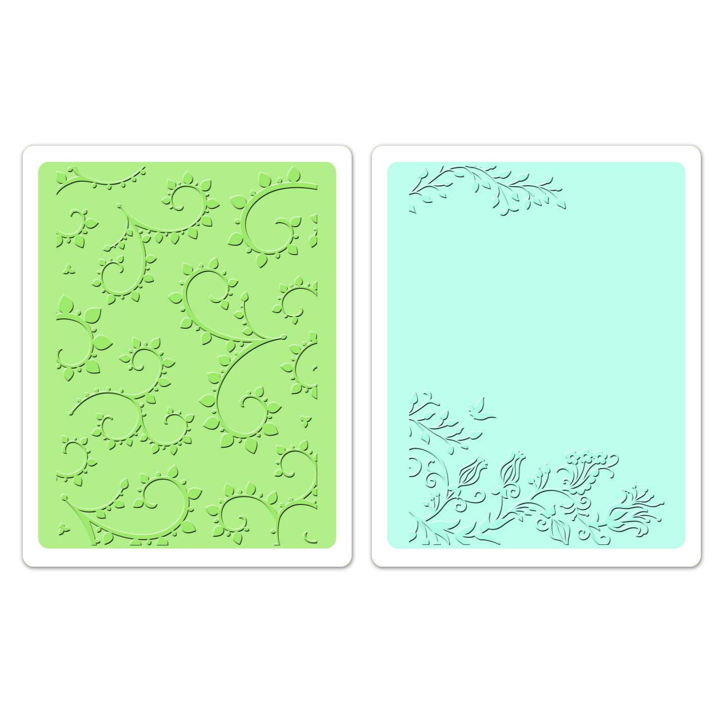 Sizzix Textured Impressions Embossing Folders 2PK - Garden Set for Card Making, Scrapbooking & DIY Paper Crafts | Floral Design Embossed Patterns for Handmade Greeting Cards & Art Projects