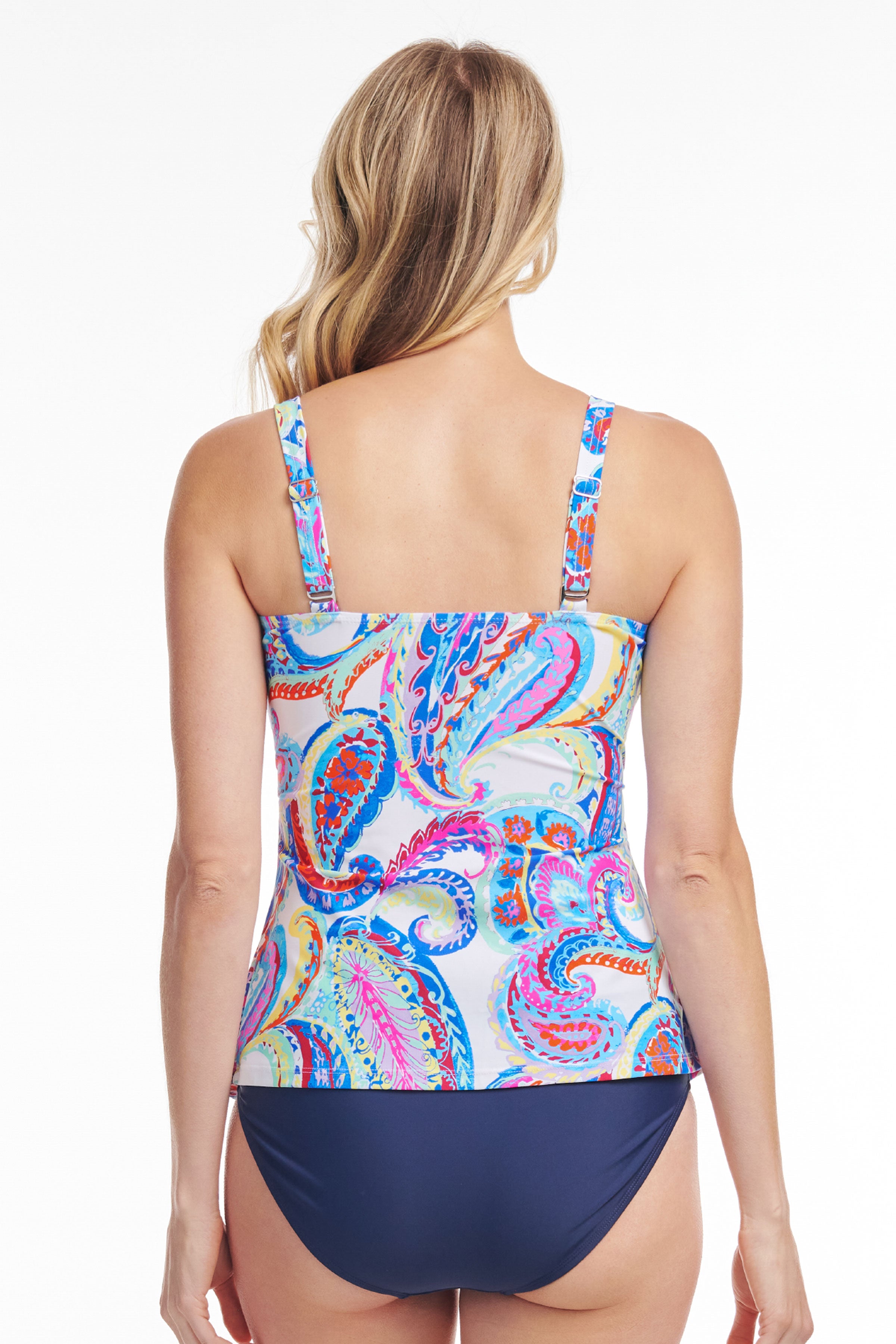 Sweetheart A Line Tankini Top in French Paisley Print - Flattering Swimwear for Women - Perfect for Beach Vacations & Pool Parties