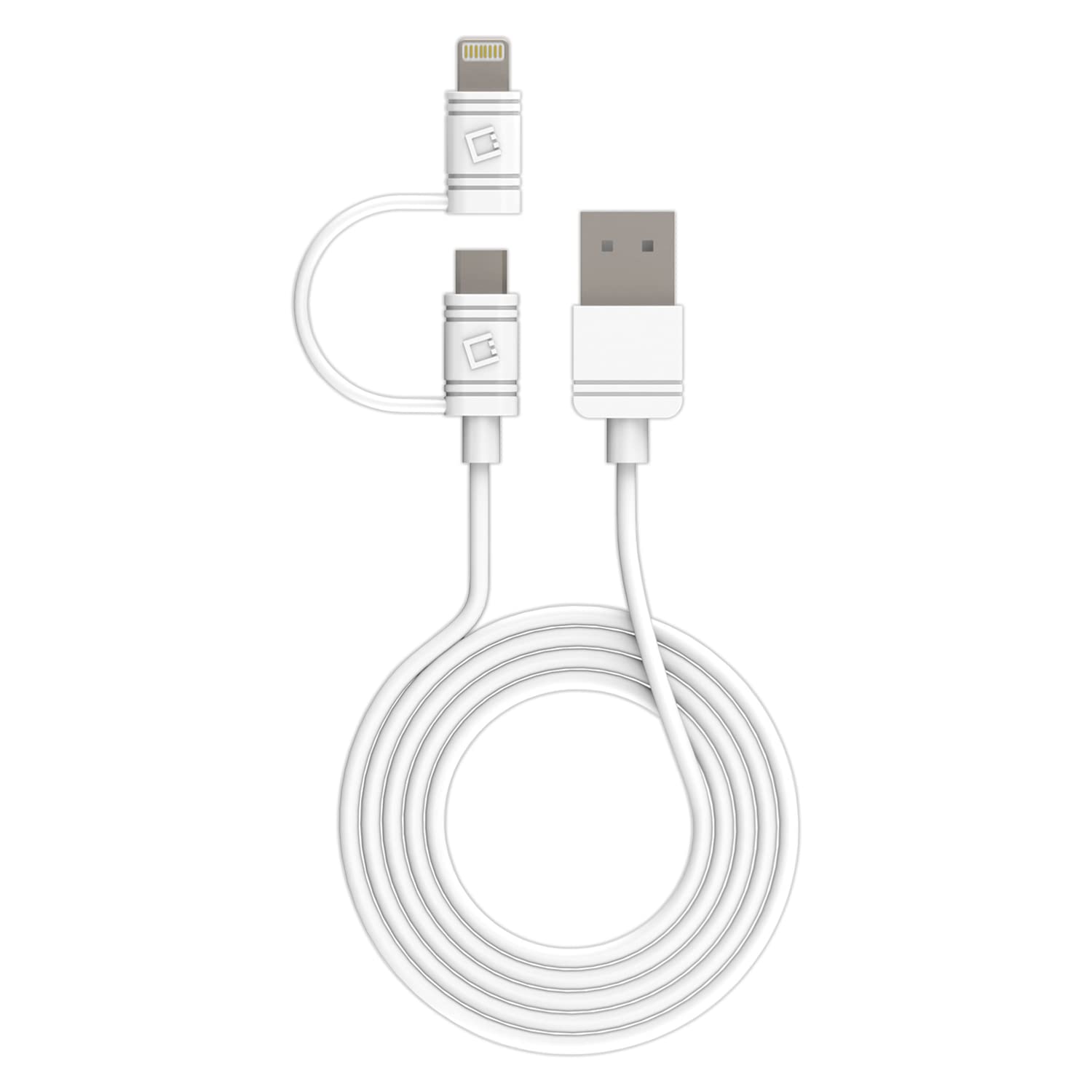 Cellet iPhone Charger Cable & Micro-USB Combo - 3ft Fast Charging Cord Compatible with iPhone 13/12/11 Pro Max/Mini, iPad Pro/Air/Mini - Durable Nylon Braided White Cable for Home, Office & Travel Charging