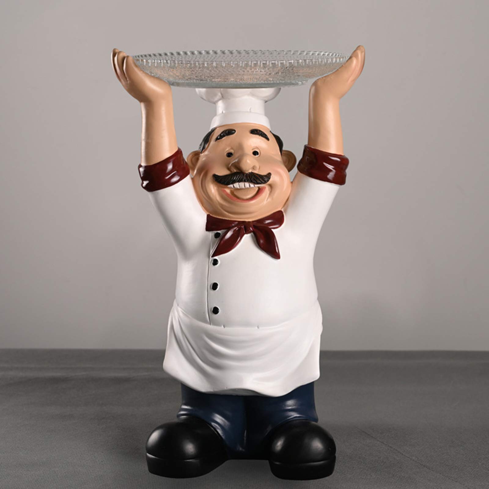 XJZHANG Chef Statue Resin Sculpture - Elegant Kitchen Serving Tray & Wine Rack Display Decor for Home, Dinner Table Centerpiece - Perfect for Restaurant Decor, Housewarming Gifts & Dining Table Decoration