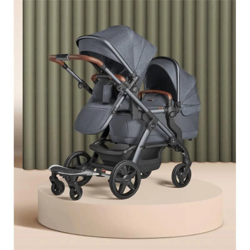 Silver Cross Wave 2022 Twin Stroller - Lightweight Luxury Baby Stroller for Twins with Adjustable Seats | Perfect for City Walks, Shopping & Family Outings