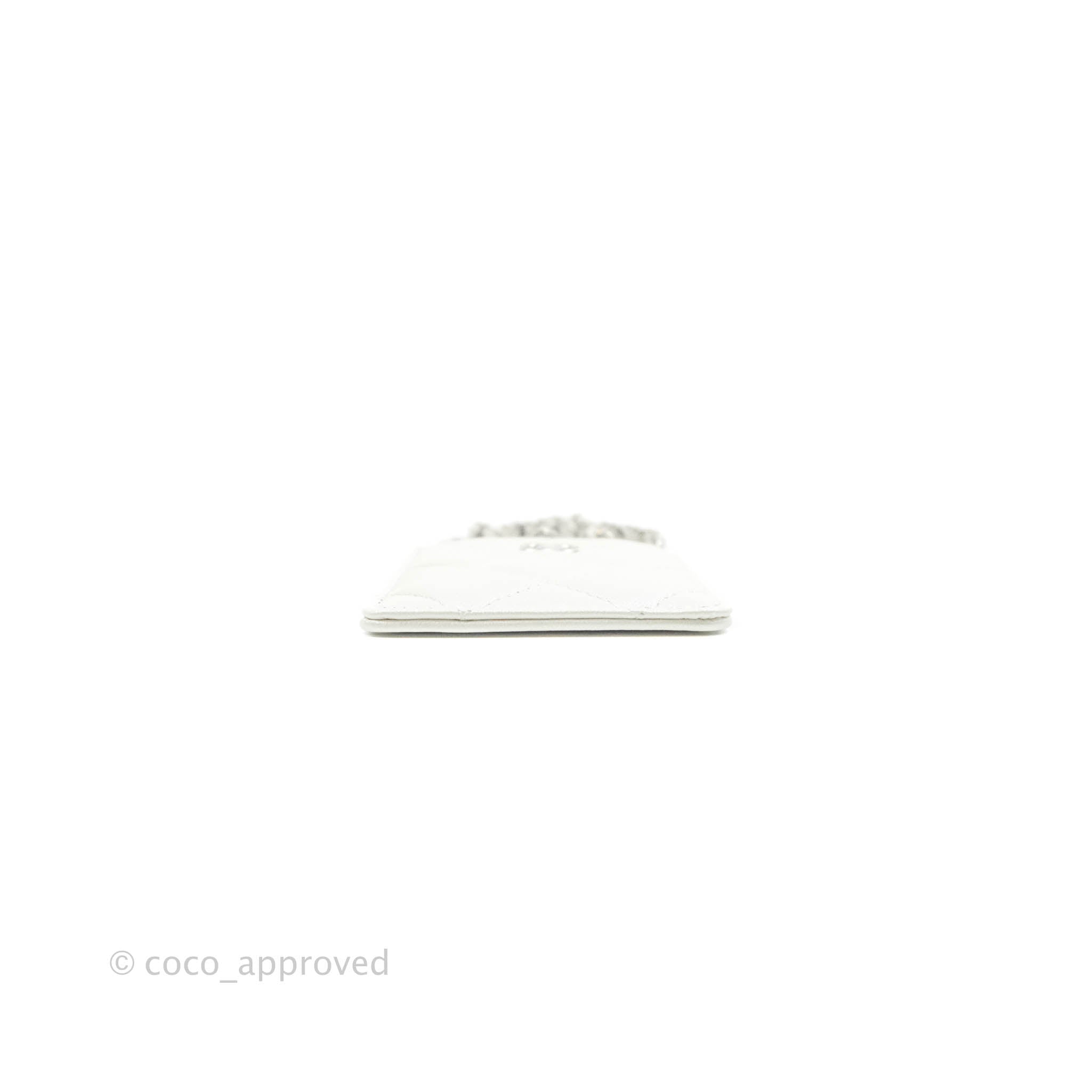 Chanel Classic Flap Card Holder Iridescent White Lambskin Silver Hardware - Luxury Compact Wallet for Everyday Use & Special Occasions