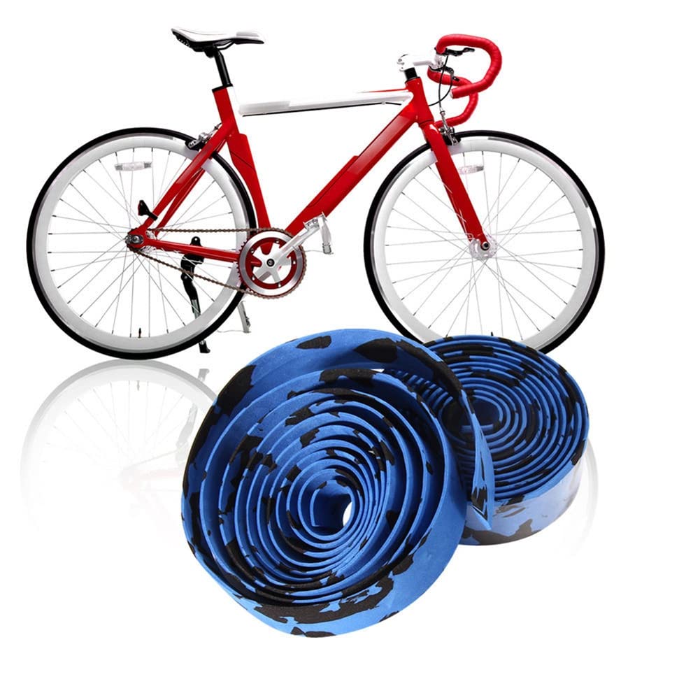 Premium EVA Bike Handlebar Tape - 2 Rolls for Road, Urban & MTB Bikes | Non-Slip Cycling Handle Wraps with 2 Bar End Plugs (Black+White) | Perfect for Commuting, Training & Long-Distance Rides