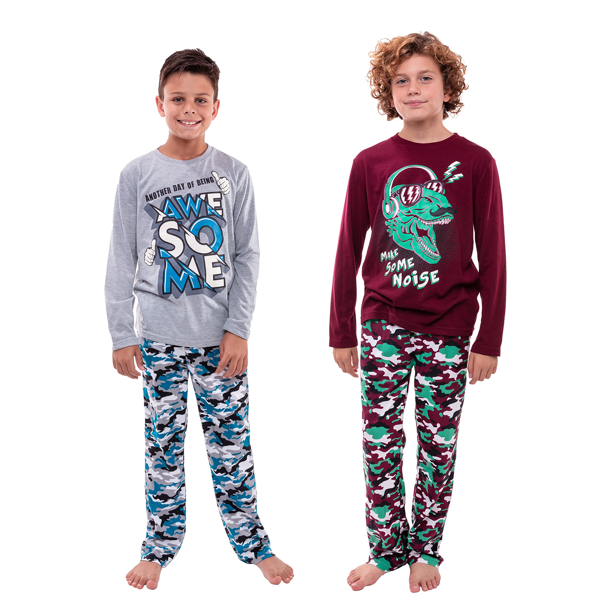 Boys' 4-Piece Pajama Set - Long Sleeve Sleep Shirts & Soft Pajama Pants | Cozy Cotton Sleepwear for Kids | Perfect for Bedtime, Lounging & Sleepovers