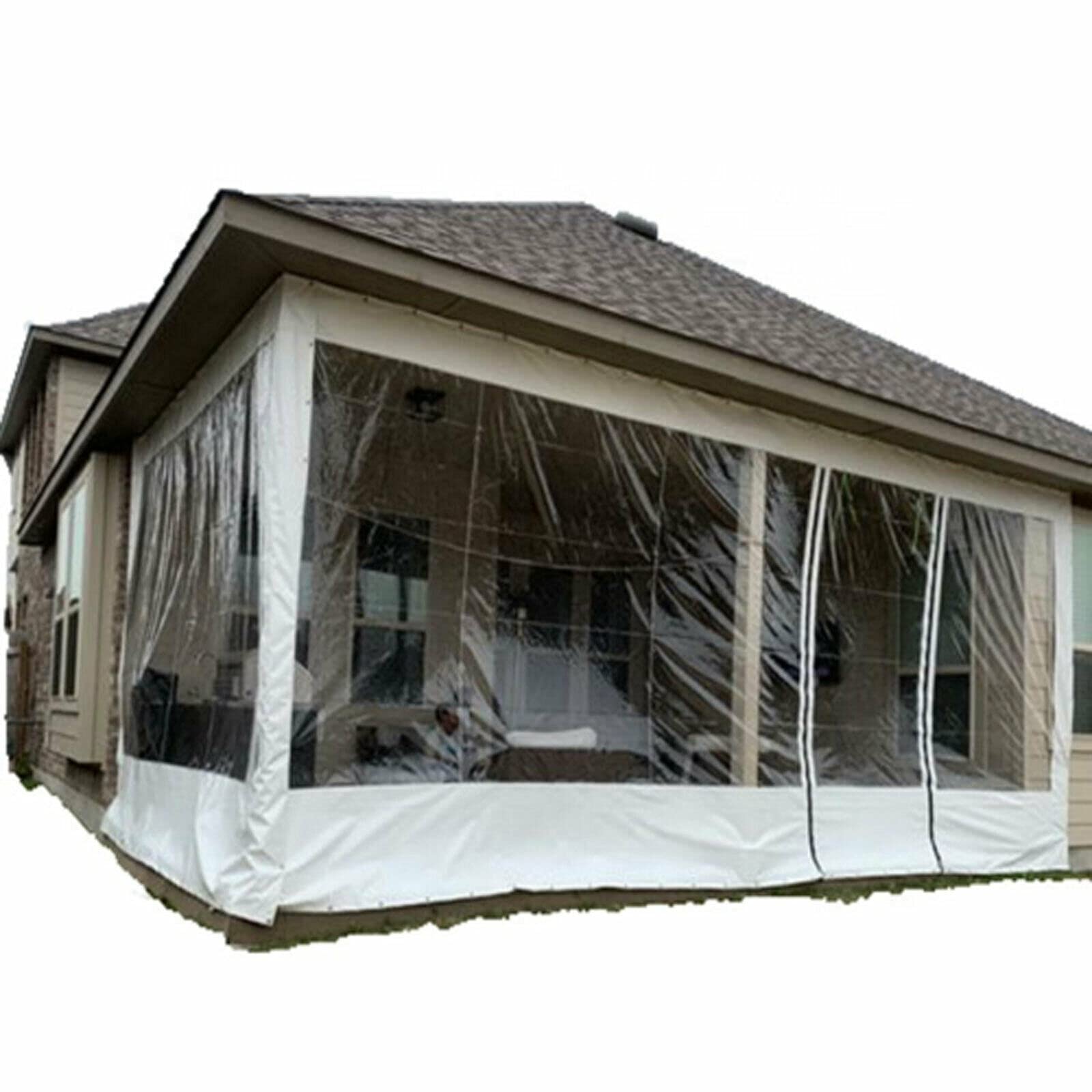 **8x13 ft Clear Vinyl Waterproof Commercial Canopy - Roll-Up Patio Enclosure for Tents, Awnings & Canopies (2.5x4 m) - Perfect for Outdoor Events, Restaurants & Backyard Shade**