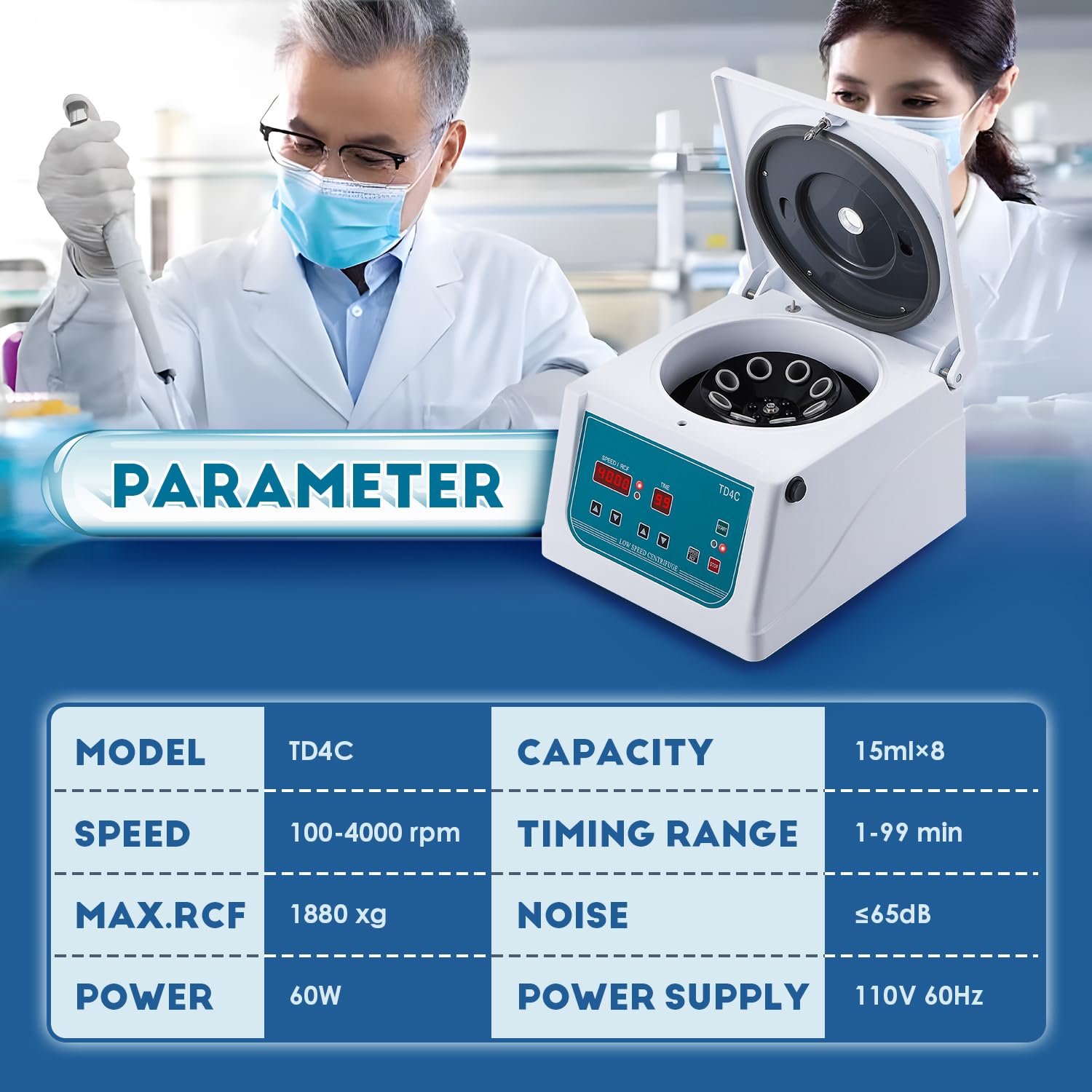 CGOLDENWALL Benchtop Centrifuge Machine 100-4000 RPM with Timer 1-99min - 8x15ml Capacity Low Speed Lab Centrifuge for PRP, Blood, DNA, Urine Samples - Perfect for Medical Clinics, Research Labs & Beauty Salons