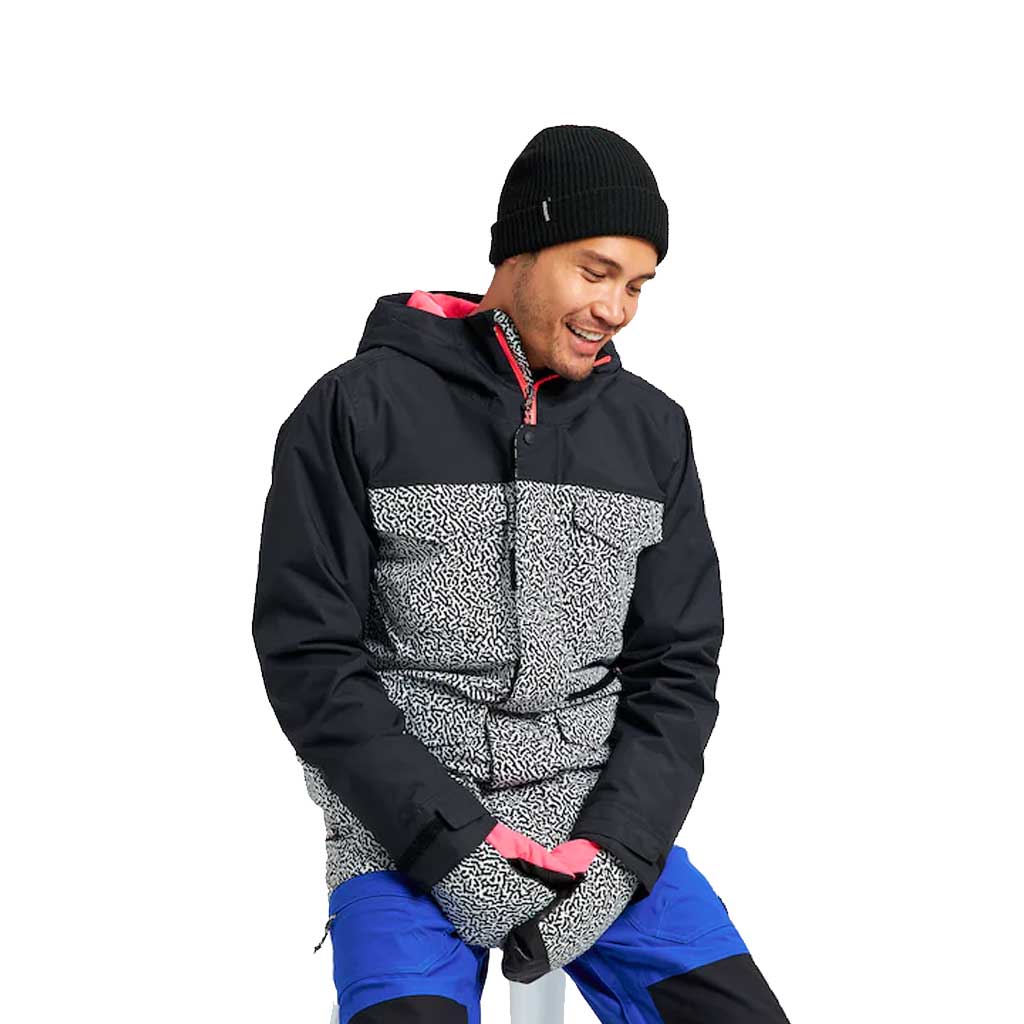 Burton 21/22 Covert Jacket - Waterproof Snowboard Jacket for Men & Women | True Black/PJ Print | Winter Sports & Outdoor Activities
