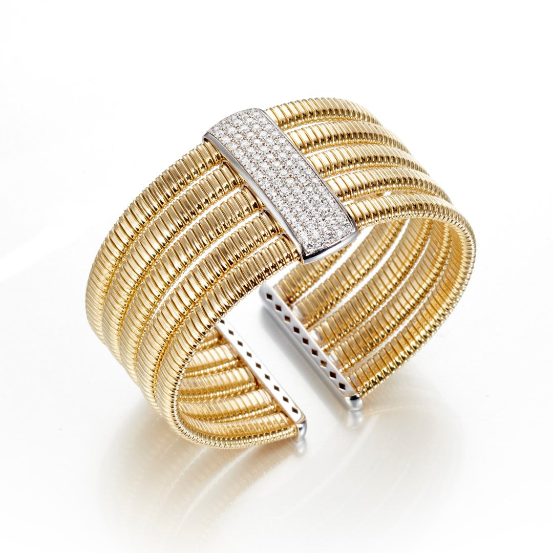 5 Row Gold & Diamond Bracelet for Women - Elegant Stackable Tennis Bracelet - Perfect for Weddings, Parties & Special Occasions