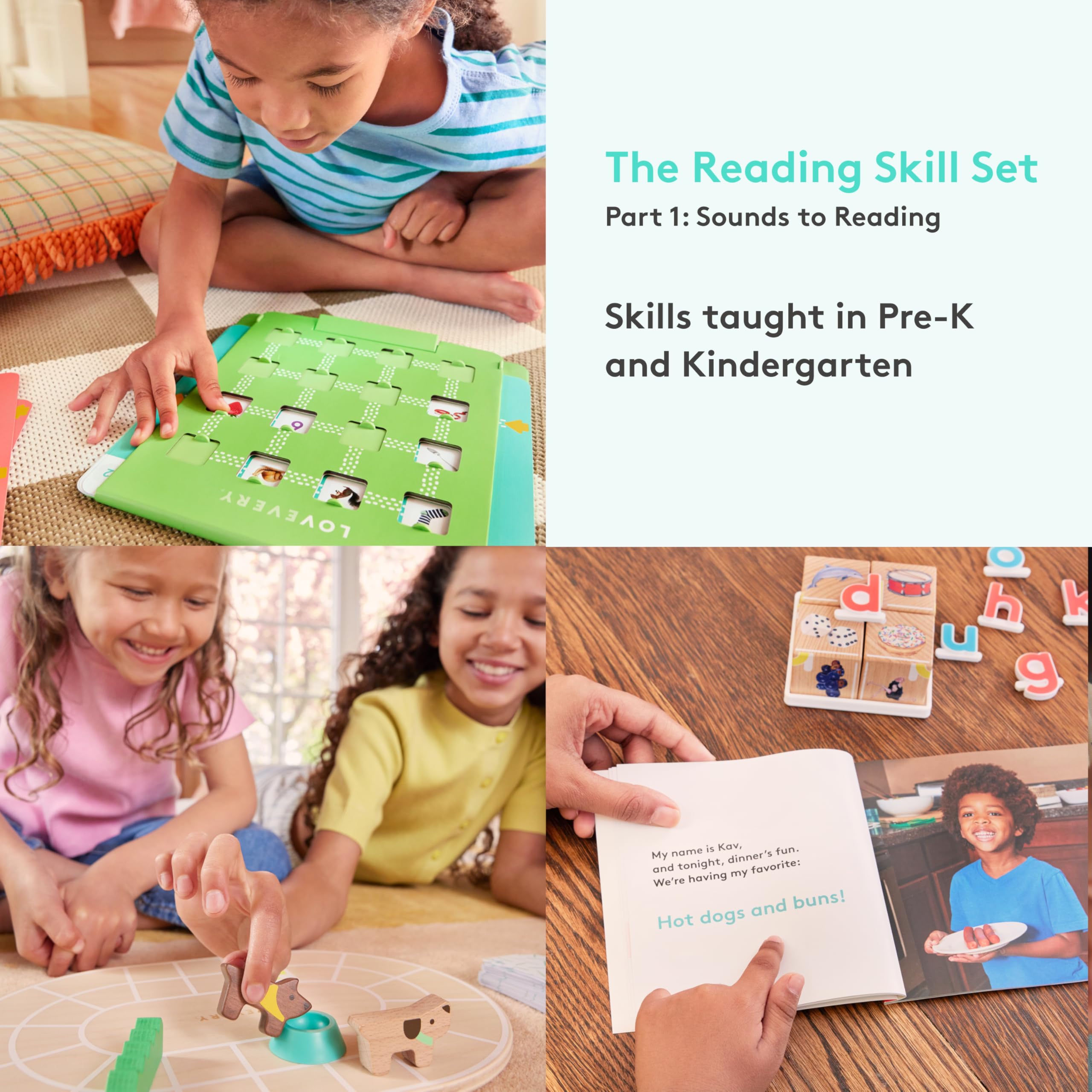 Lovevery Reading Skill Set for Pre-K & Kindergarten - Fun Phonics Games, Books & Activities to Learn to Read (Part 1) - Perfect for Homeschooling & Early Childhood Education
