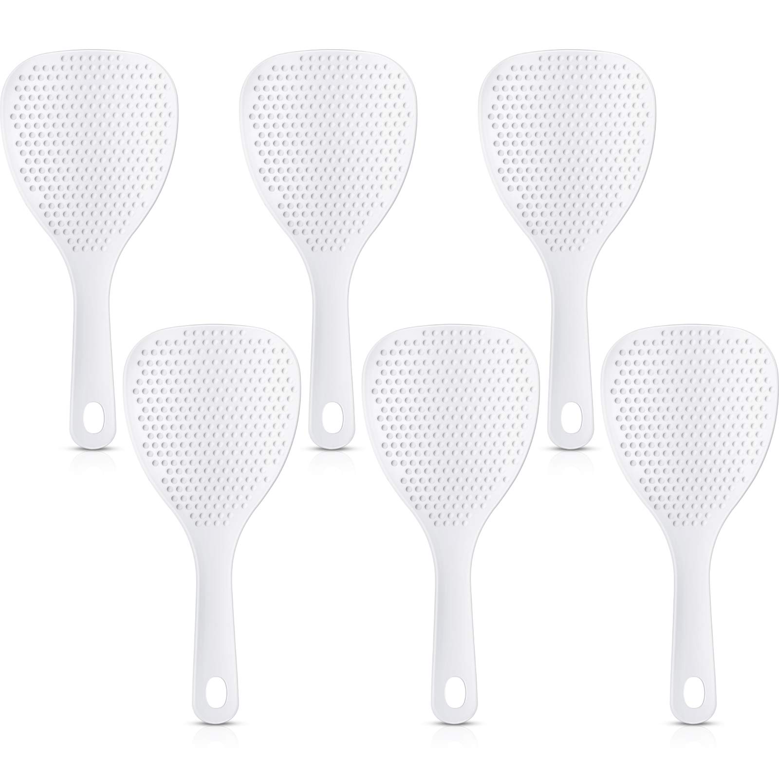 Boao 6-Piece Rice Paddle Set - 7.5 Inch Non-Stick Plastic Rice Spoon, Potato Server & Kitchen Spatula - Perfect for Cooking, Serving Rice & Mashed Potatoes in Restaurants & Home Kitchens