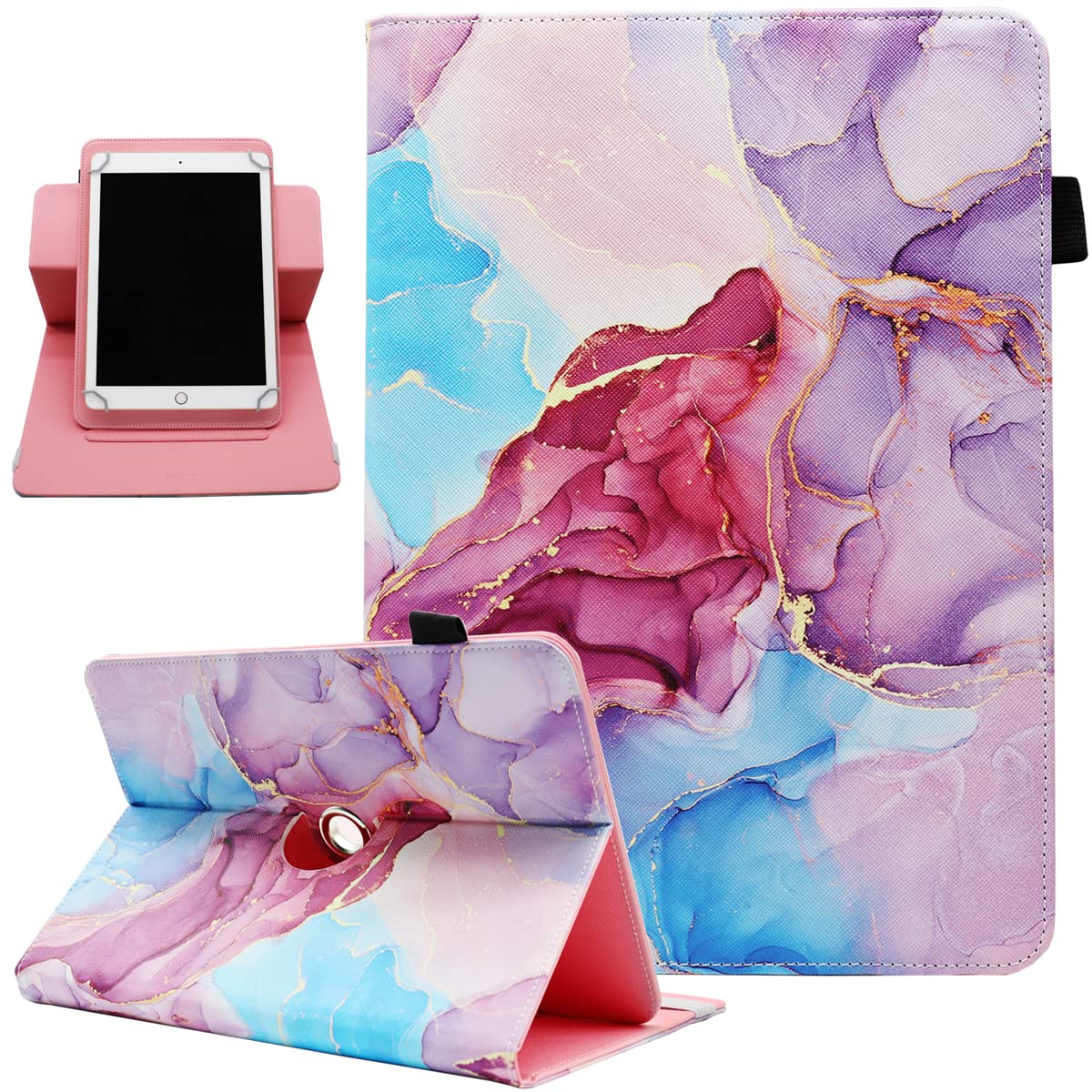 Universal 10-10.1 Inch Tablet Case - Dluggs PU Leather 360° Rotating Stand Cover for 9.5-10.5