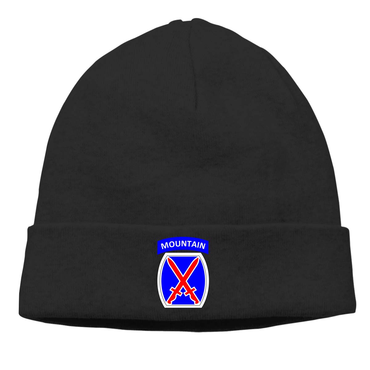 SHIEJFD 2nd Brigade Combat Team, 10th Mountain Division Beanie - Military Skull Cap for Cold Weather - Warm Fleece Lined Winter Hat for Outdoor Activities, Hiking, and Military Enthusiasts
