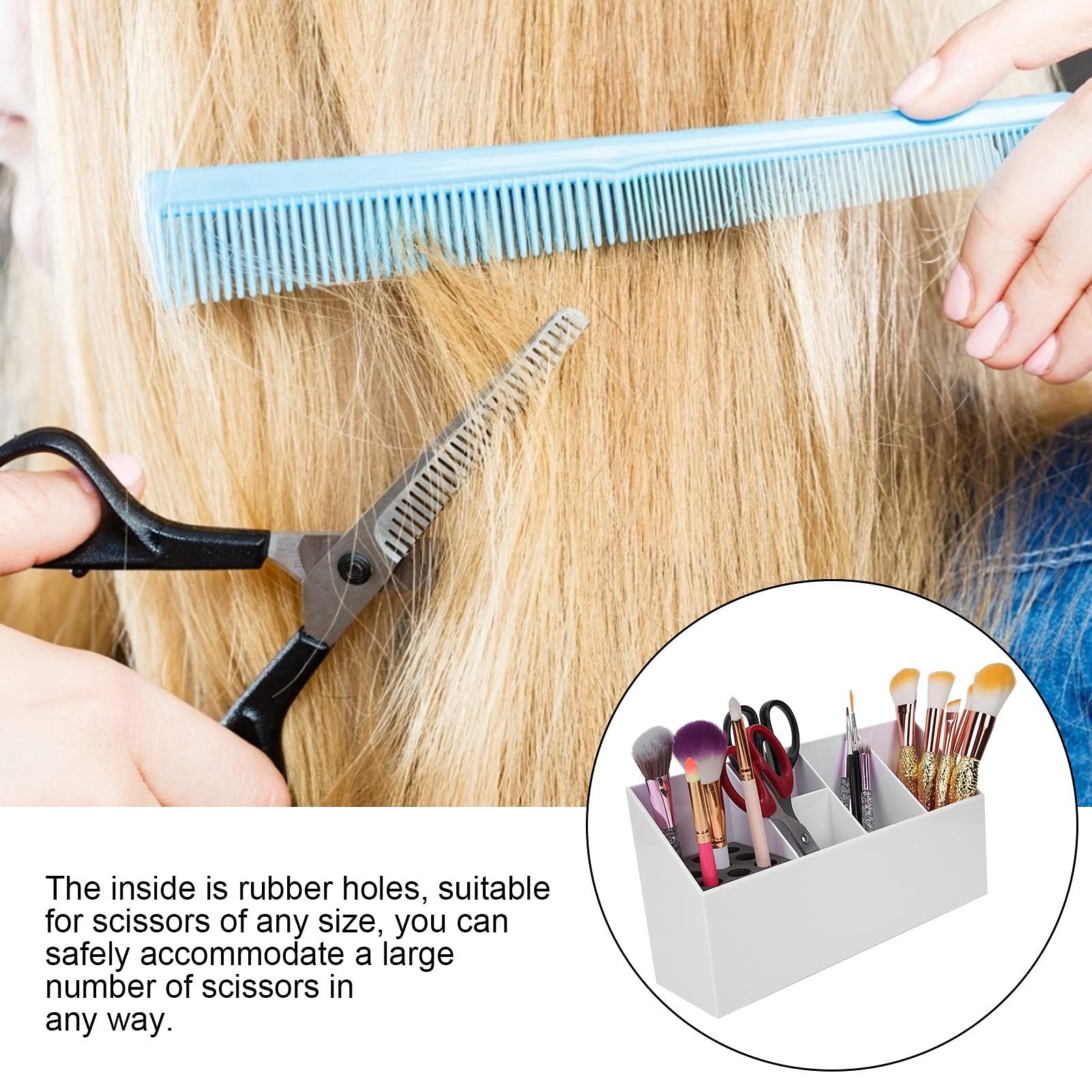 Professional Salon Scissors Organizer Rack - Hairdressing Tool Storage Box for Combs, Hair Clips & Scissors - White - Perfect for Hair Stylist Office & Home Salon Organization
