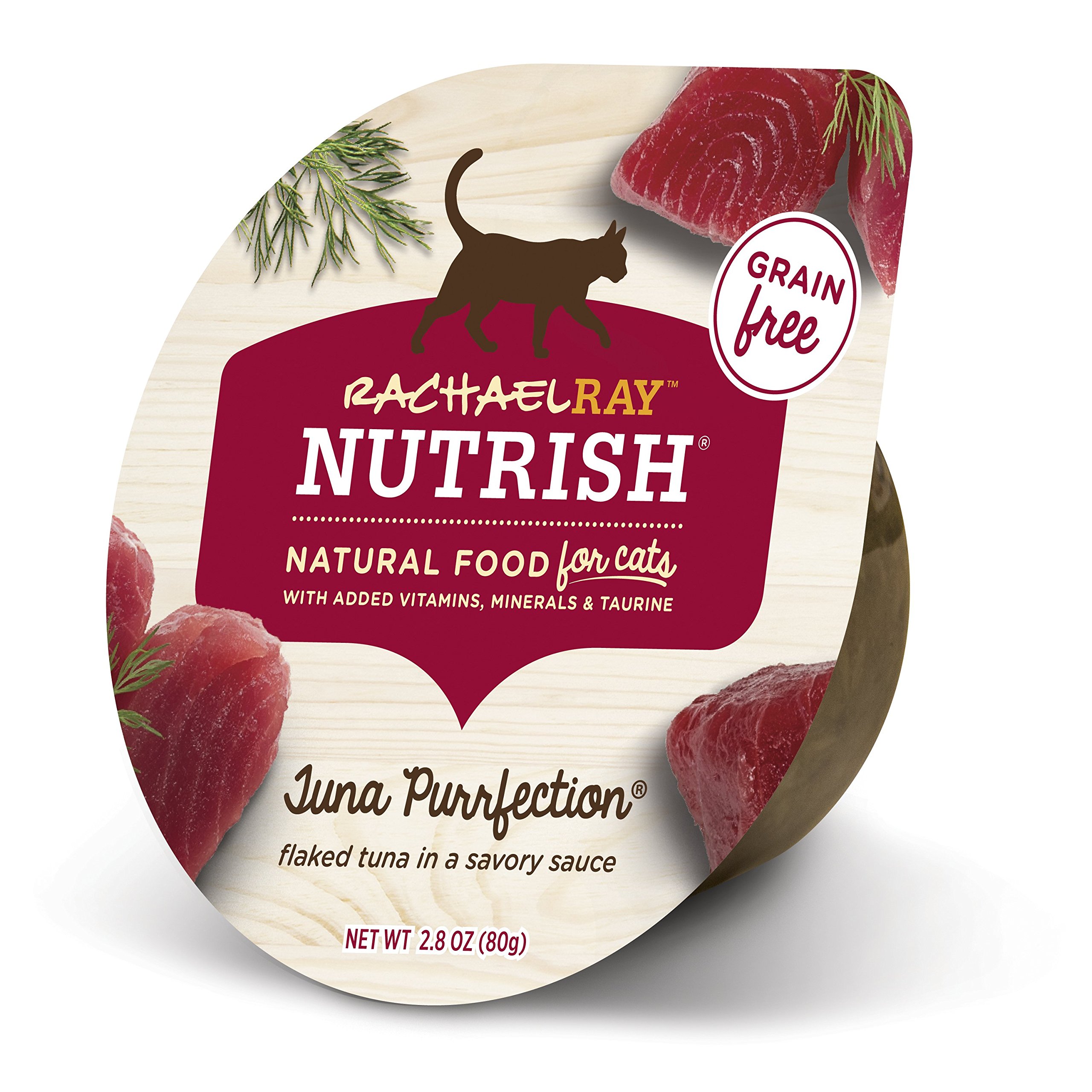 Rachael Ray Nutrish Grain Free Natural Wet Cat Food - Tuna Purrfection with Flaked Tuna in Savory Sauce, 2.8oz Cup (Pack of 24) | Premium Wet Cat Food for Adult Cats, Kitten Food & Senior Cats | Perfect for Mealtime, Weight Management & Picky Eaters