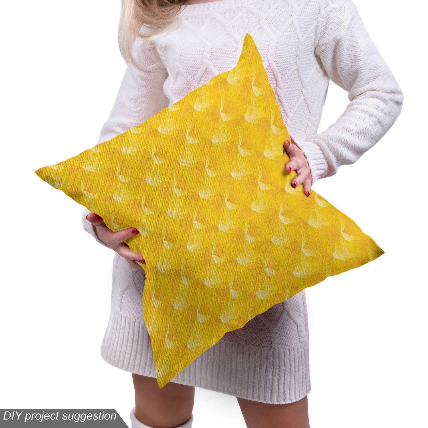 Ambesonne Yellow Fabric - Abstract Curving Lines & Swirls for Upholstery, Home Decor (2 Yards)